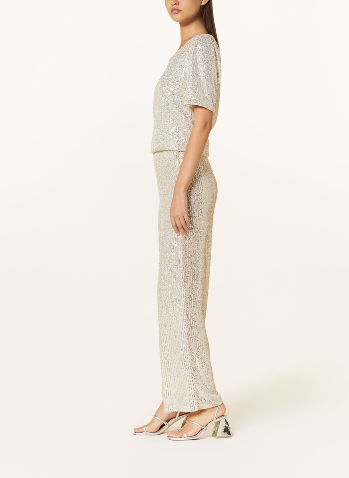 ICHI Wide leg trousers IHFAUCI with sequins, Color: BEIGE (Image 4)