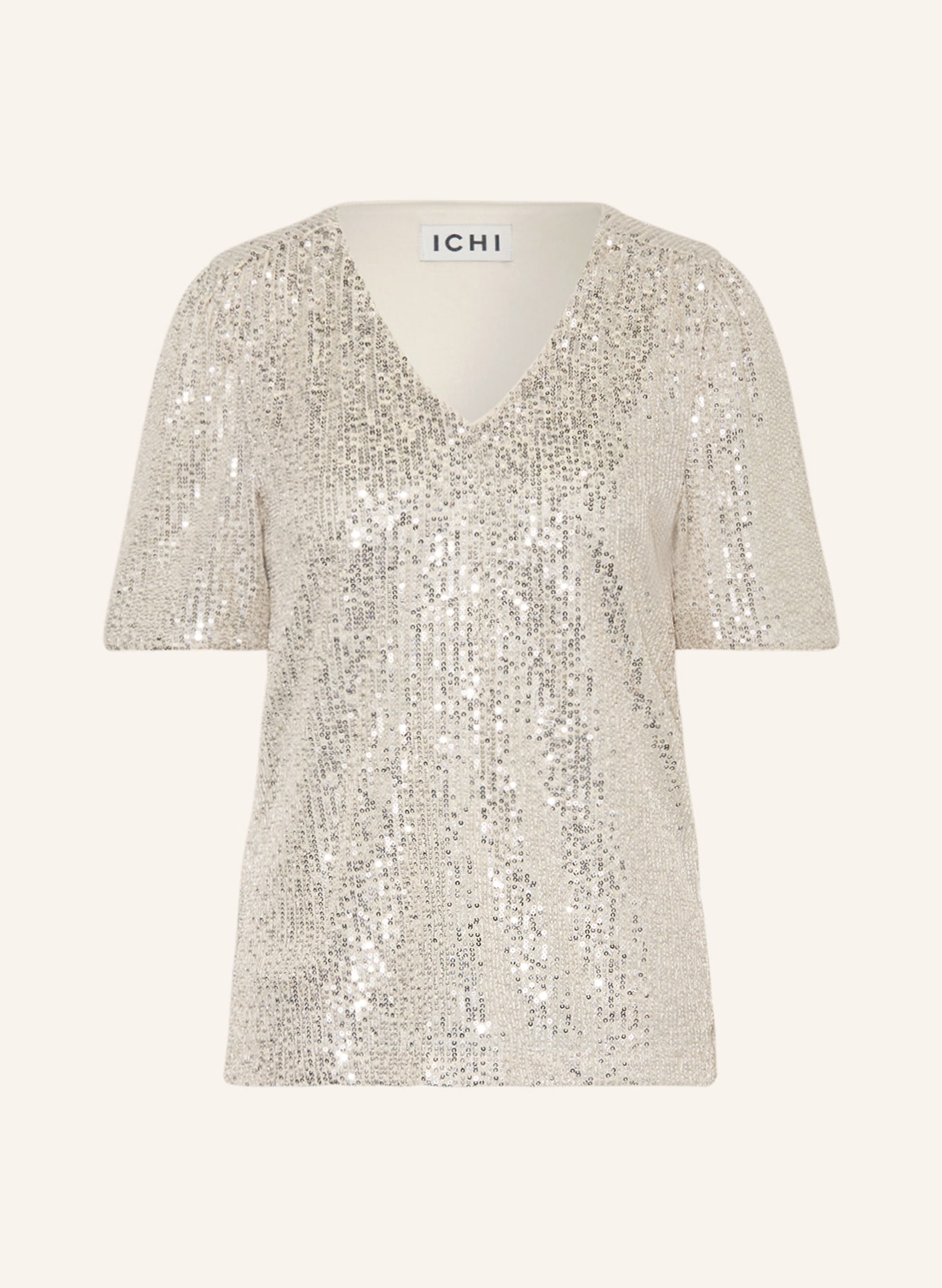 ICHI Shirt blouse IHFAUCI with sequins, Color: CREAM (Image 1)