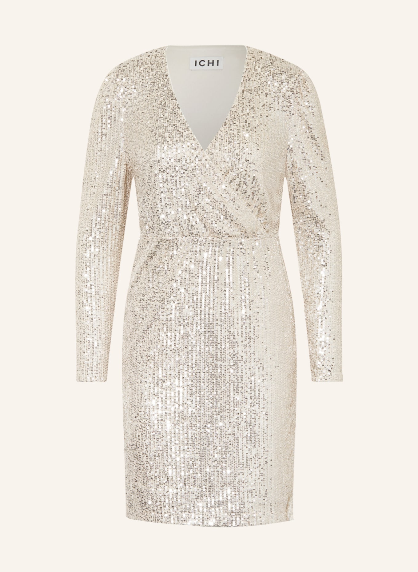 ICHI Dress IHFAUCI in wrap look with sequins, Color: CREAM (Image 1)