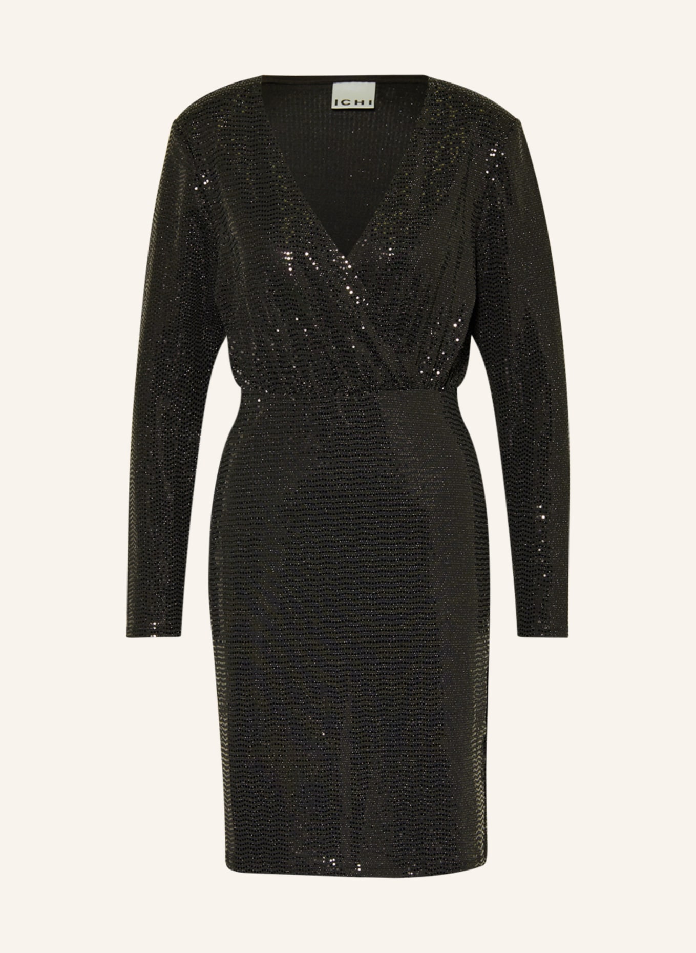 ICHI Dress IHLOANE in wrap look with sequins, Color: BLACK (Image 1)