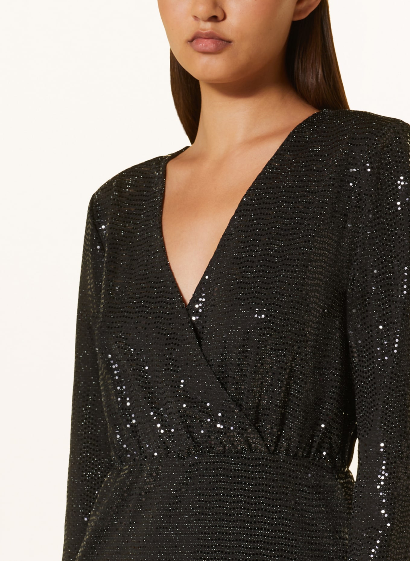 ICHI Dress IHLOANE in wrap look with sequins, Color: BLACK (Image 4)
