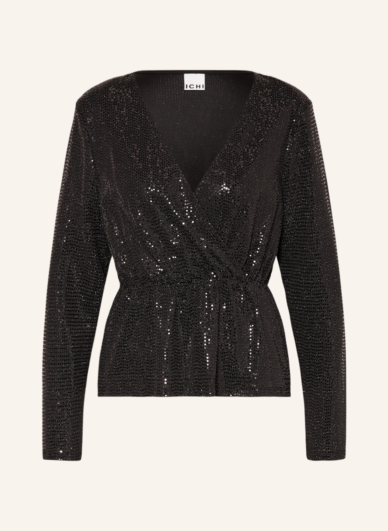 ICHI Shirt blouse IHLOANE with glitter thread and sequins, Color: BLACK (Image 1)