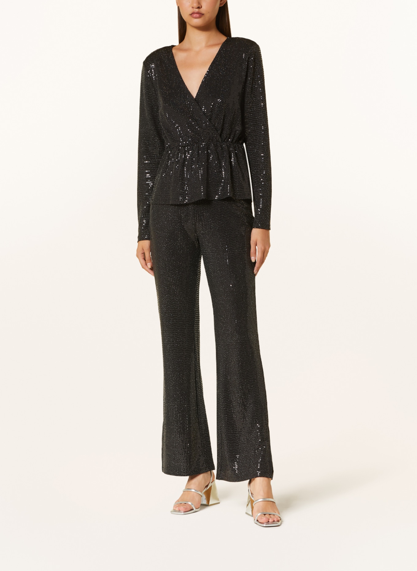 ICHI Shirt blouse IHLOANE with glitter thread and sequins, Color: BLACK (Image 2)