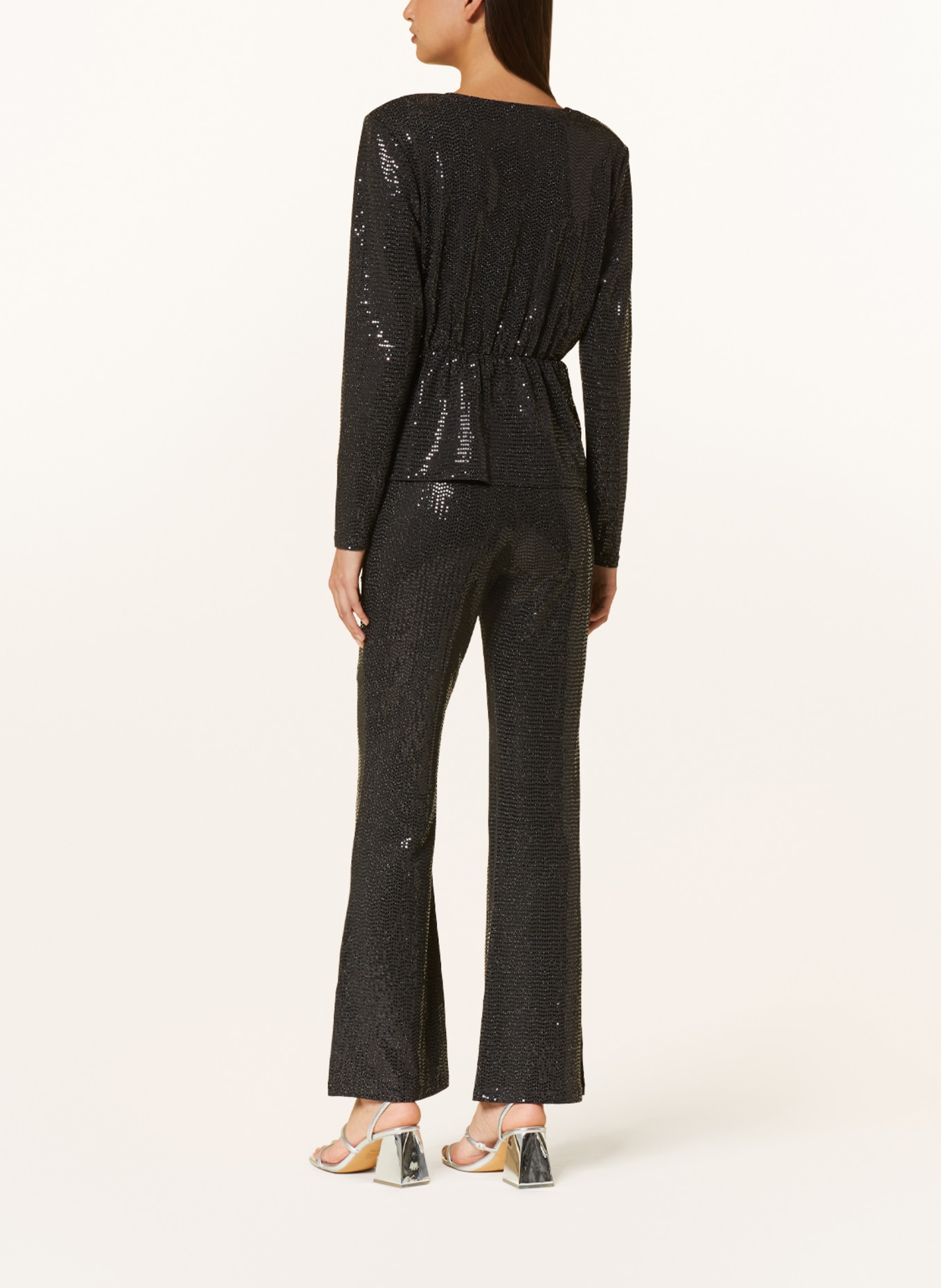 ICHI Shirt blouse IHLOANE with glitter thread and sequins, Color: BLACK (Image 3)