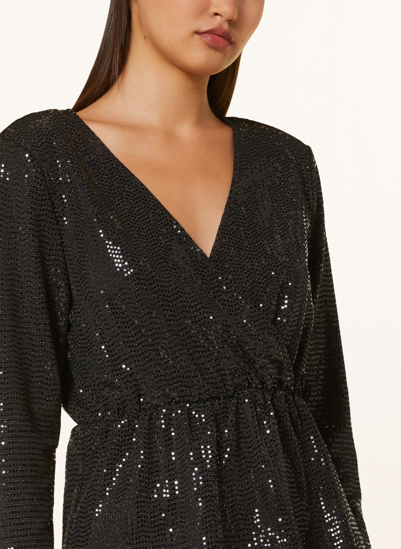 ICHI Shirt blouse IHLOANE with glitter thread and sequins, Color: BLACK (Image 4)