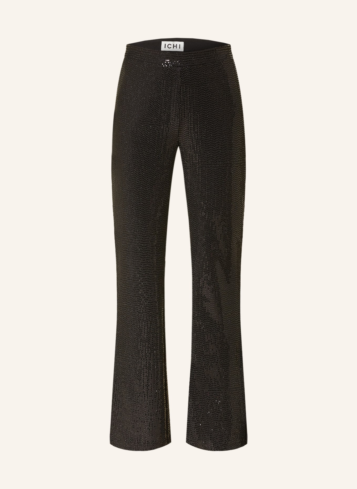 ICHI Wide leg trousers IHLOANE with sequins and glitter thread, Color: BLACK (Image 1)