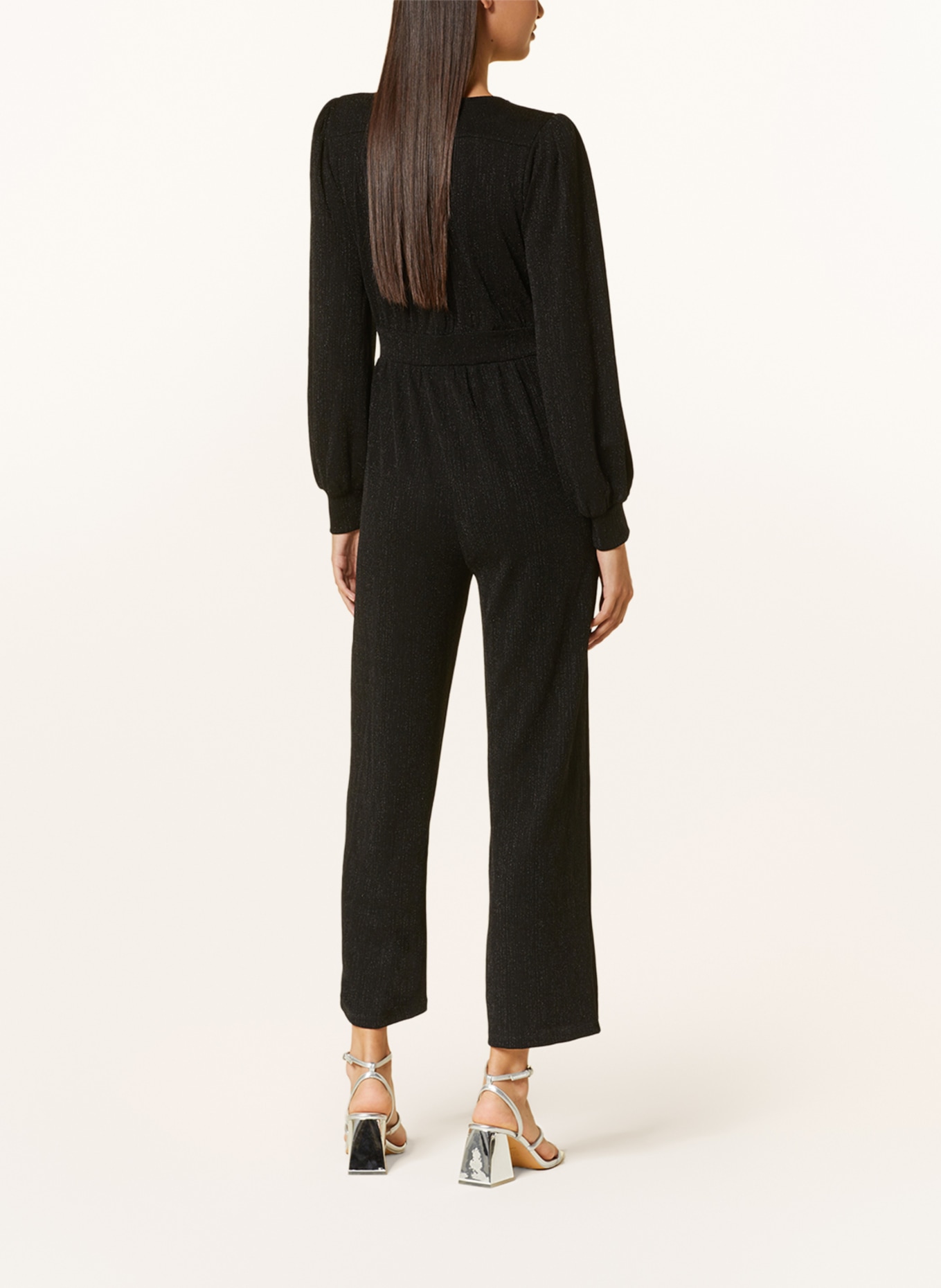 ICHI Jersey jumpsuit IHNELLY with glitter thread, Color: BLACK (Image 3)
