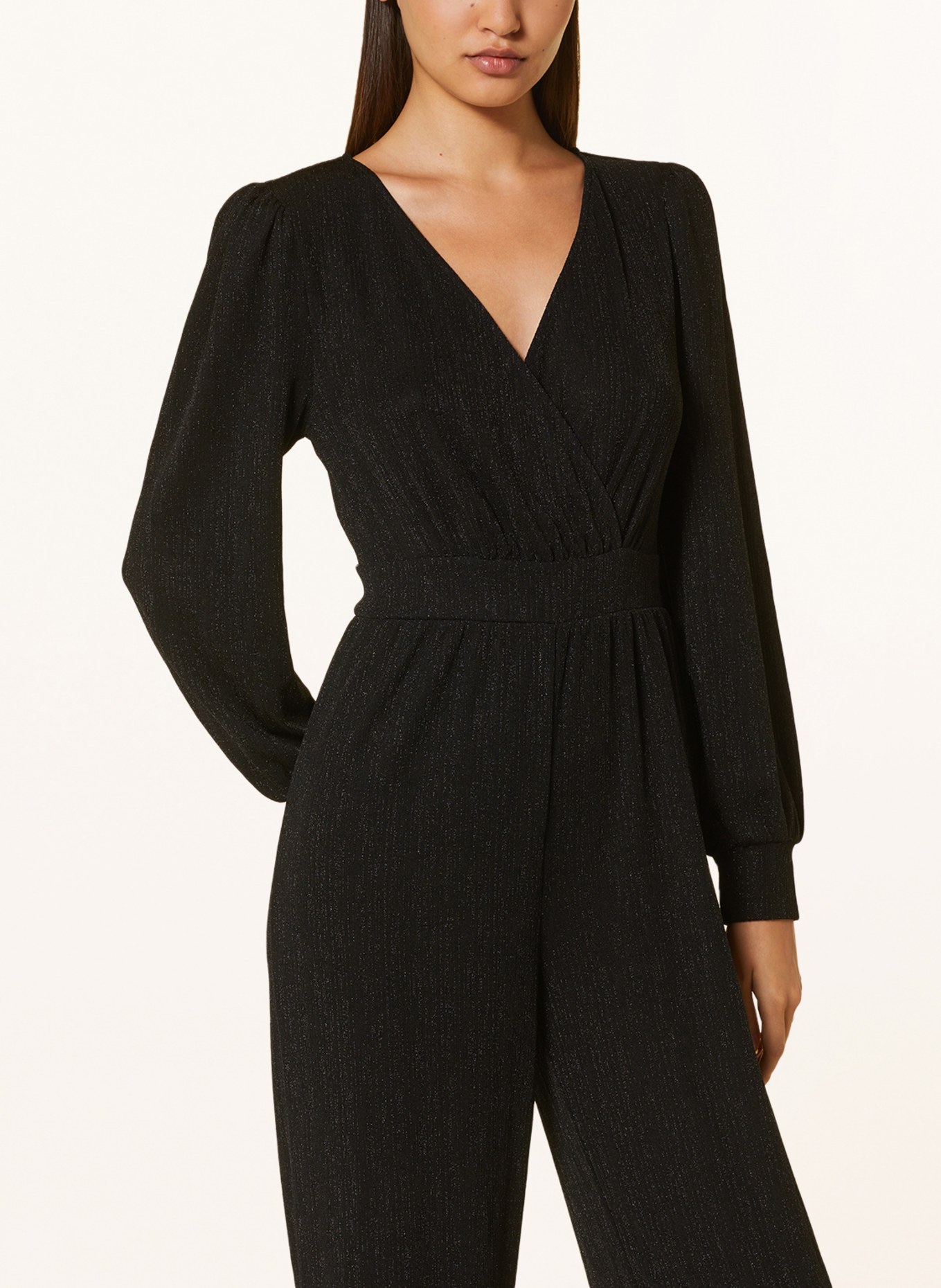 ICHI Jersey jumpsuit IHNELLY with glitter thread, Color: BLACK (Image 4)