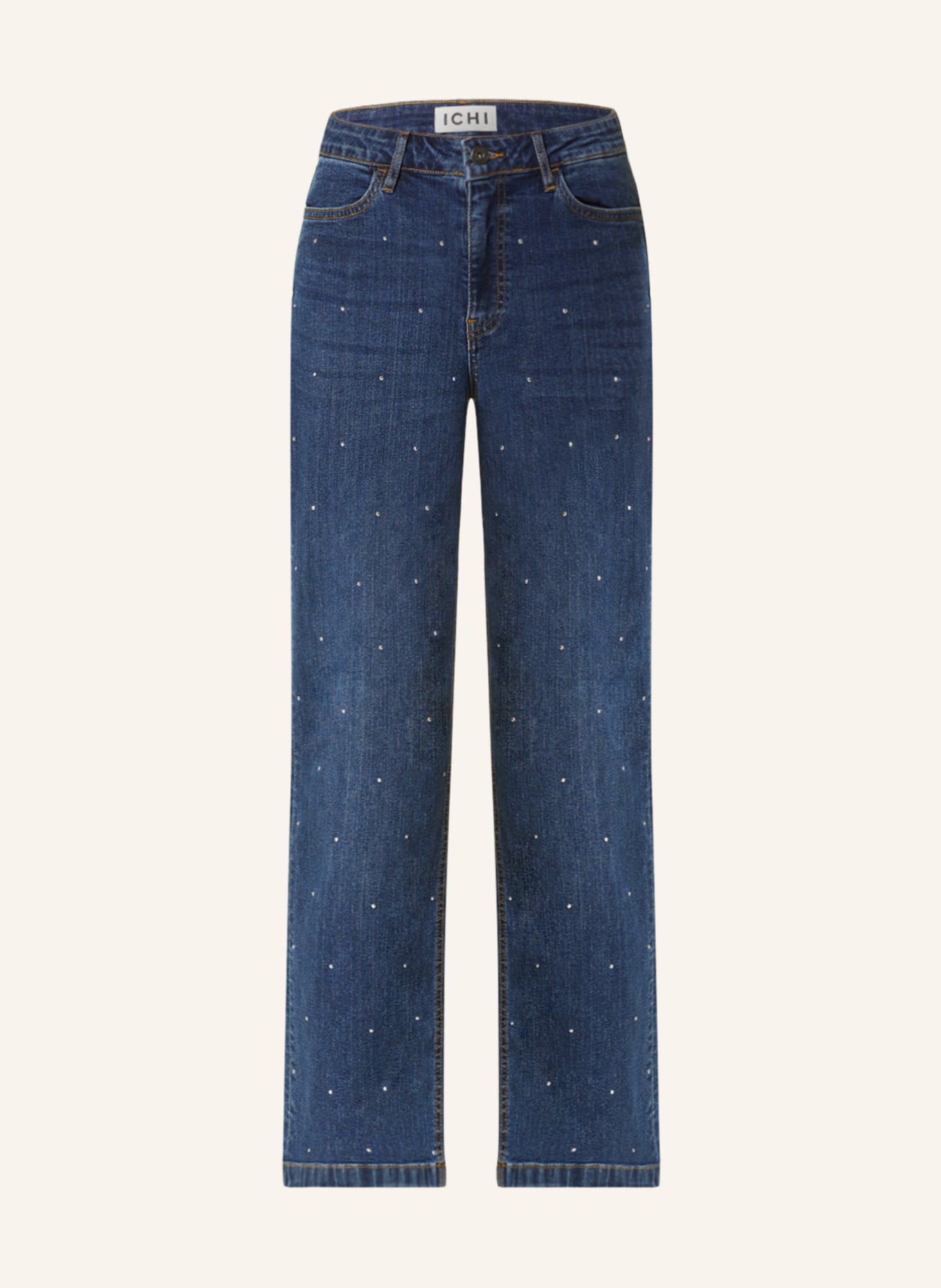 ICHI Straight jeans IHJAVENNY with decorative gems, Color: 200339 Medium blue (Image 1)