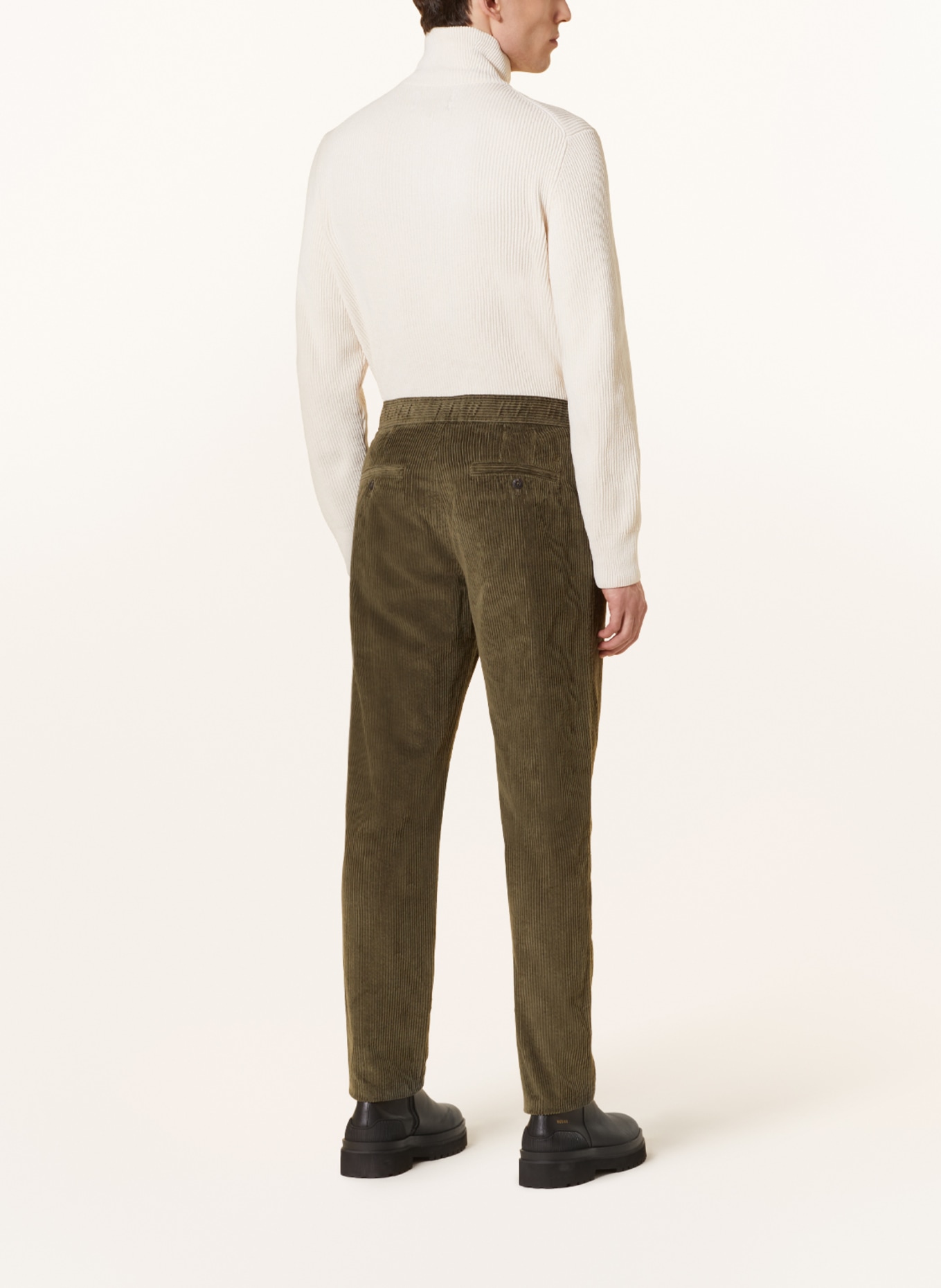 Corduroy pants model OSBY jogger tapered made of pure organic cotton - green, Corduroy trousers