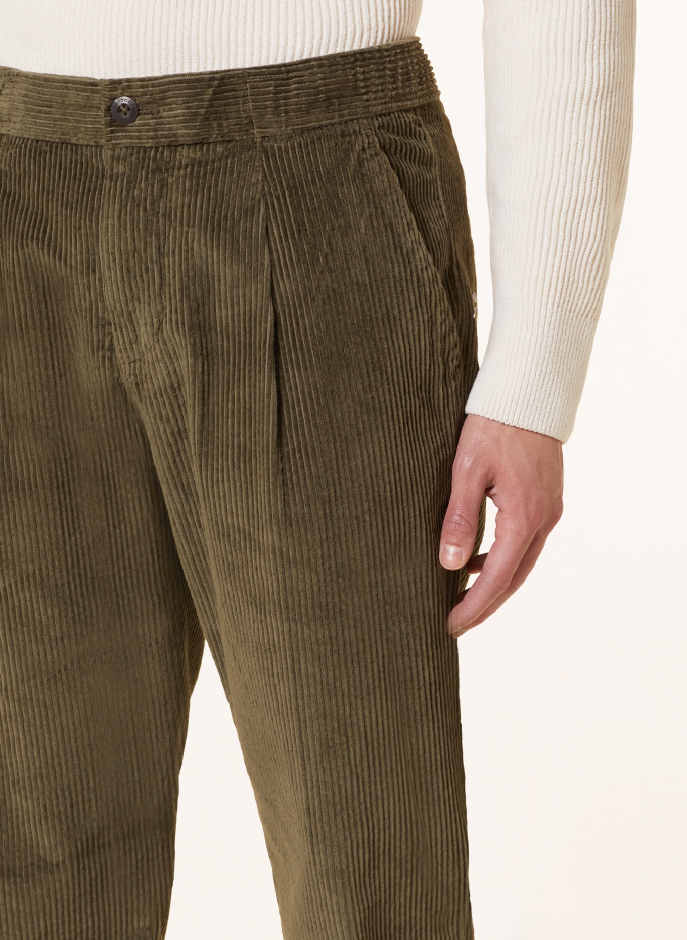 Corduroy pants model OSBY jogger tapered made of pure organic cotton - green, Corduroy trousers