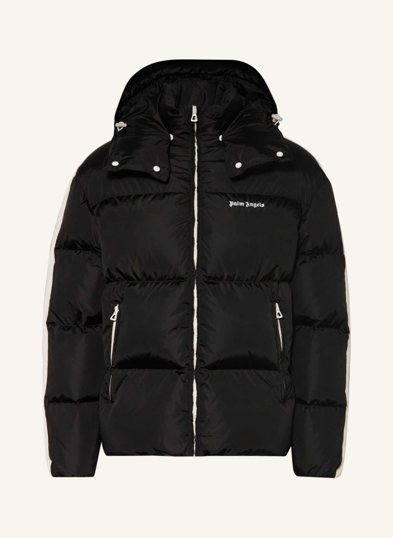 Palm Angels Down jacket with removable hood, Color: BLACK/ WHITE (Image 1)