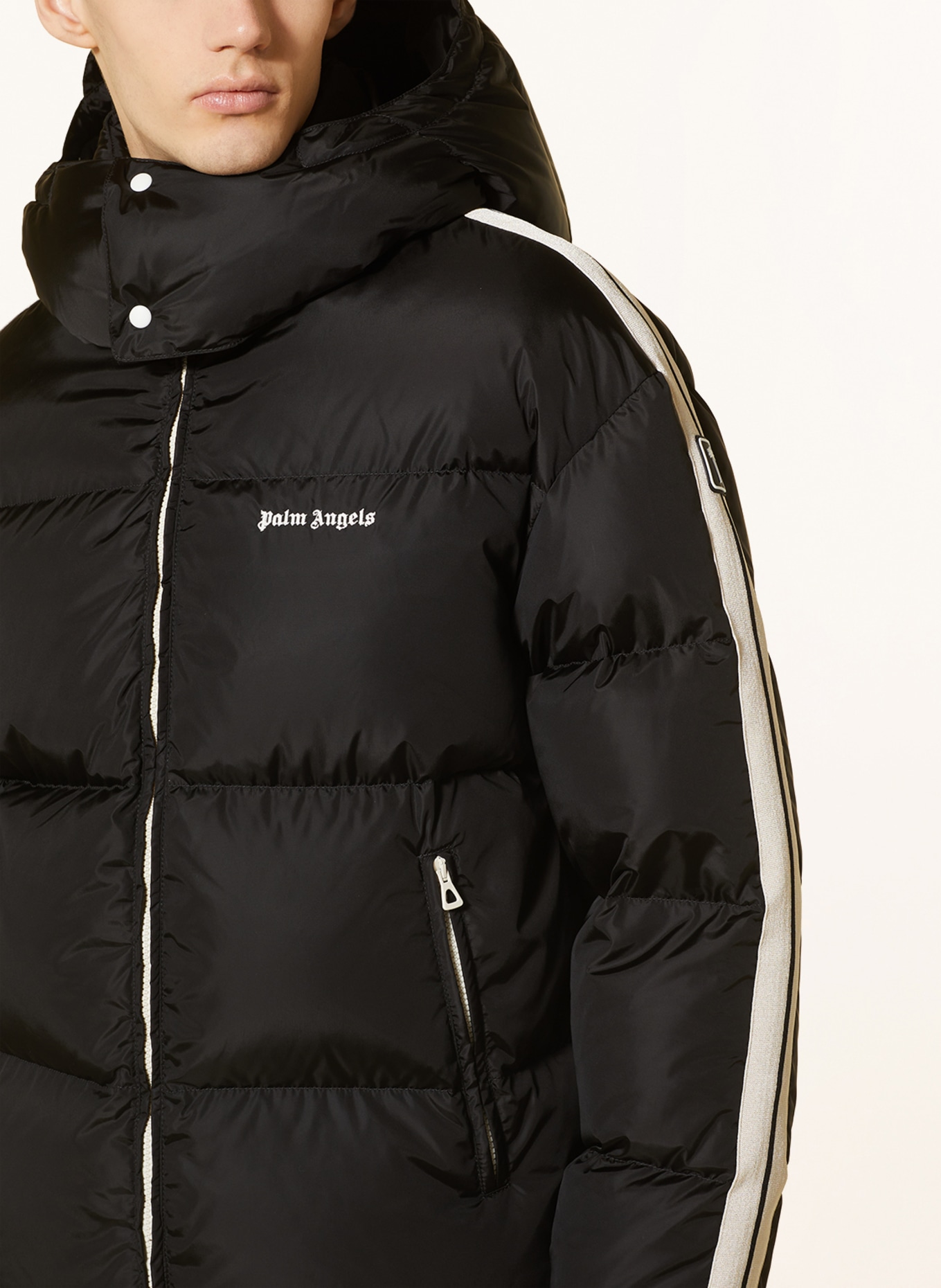 Palm Angels Down jacket with removable hood, Color: BLACK/ WHITE (Image 5)