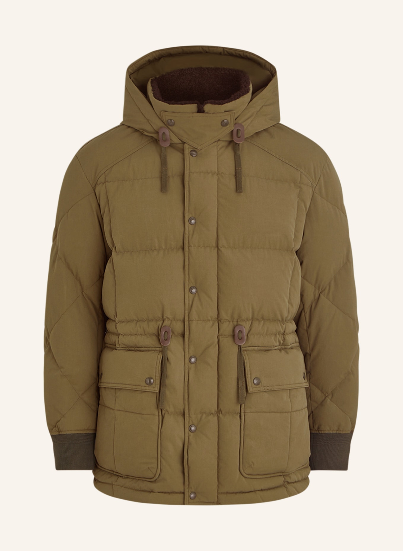BELSTAFF Down jacket HAWTHORN with real fur, Color: OLIVE (Image 1)