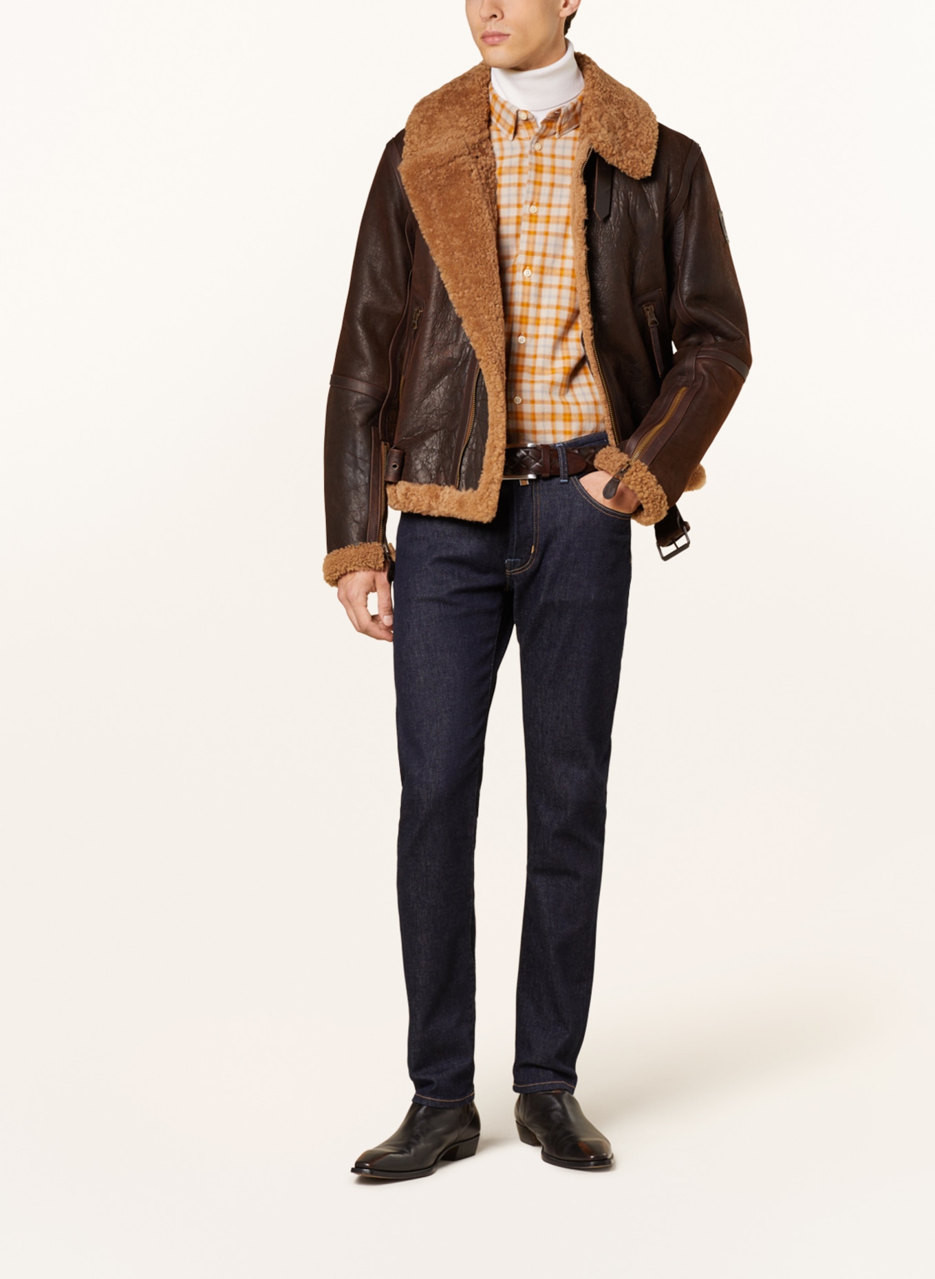 BELSTAFF Leather jacket WILDER with lambskin, Color: DARK BROWN (Image 2)