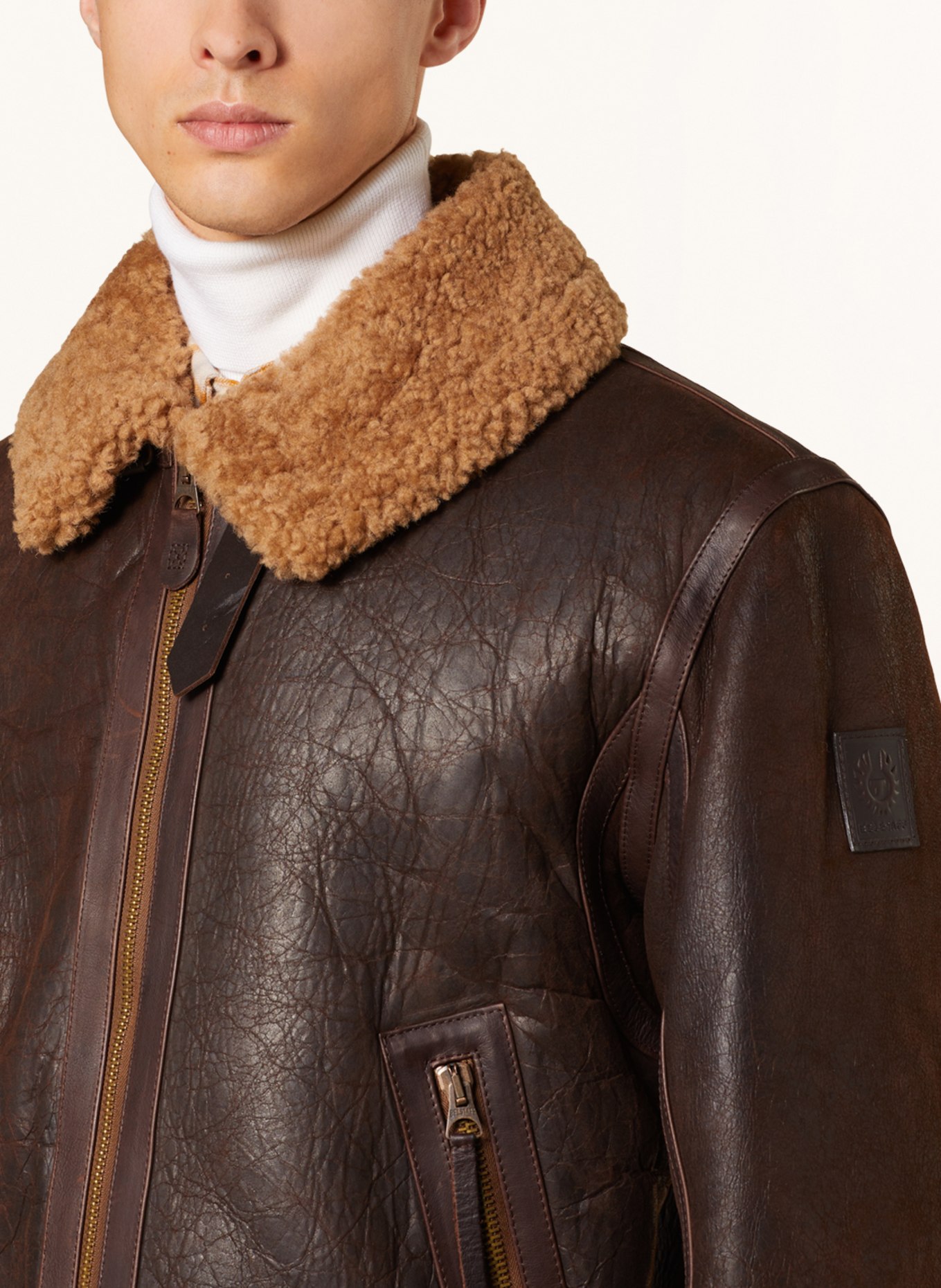 BELSTAFF Leather jacket WILDER with lambskin, Color: DARK BROWN (Image 4)
