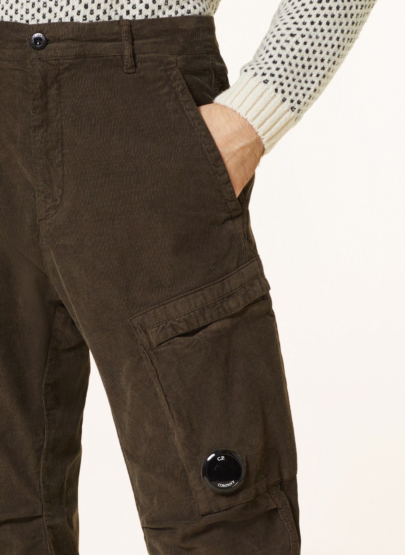 C.P. COMPANY Cargo pants regular fit in corduroy, Color: OLIVE (Image 5)