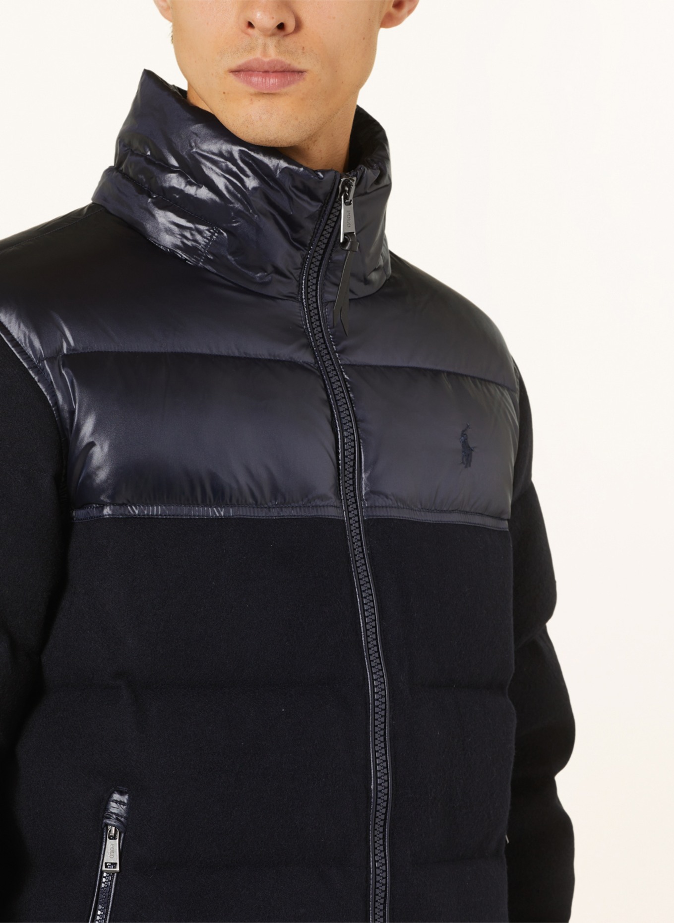 POLO RALPH LAUREN Down jacket in mixed materials with detachable hood, Color: DARK BLUE (Image 6)