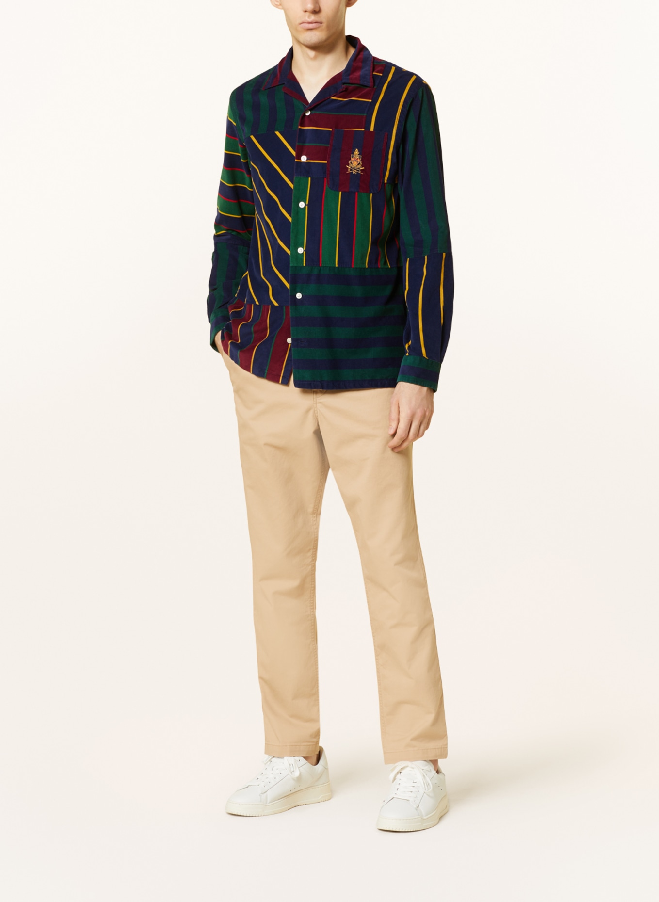 POLO RALPH LAUREN Resorthemd Custom Fit aus Cord, Farbe: GRÜN/ DUNKELBLAU/ DUNKELROT (Bild 2)