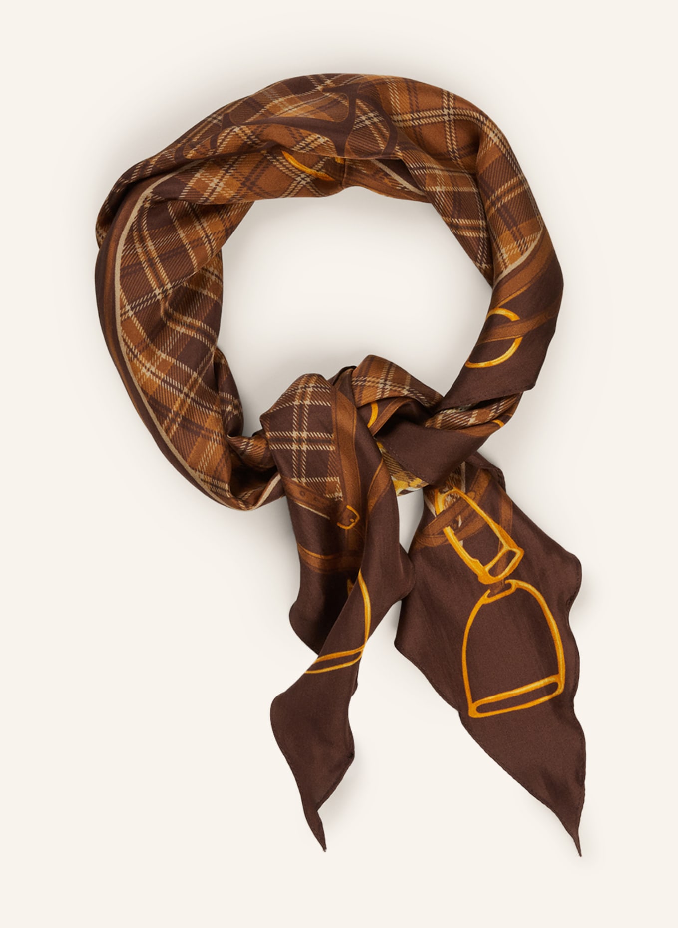 LAUREN RALPH LAUREN Silk scarf, Color: DARK BROWN/ LIGHT BROWN/ WHITE (Image 2)