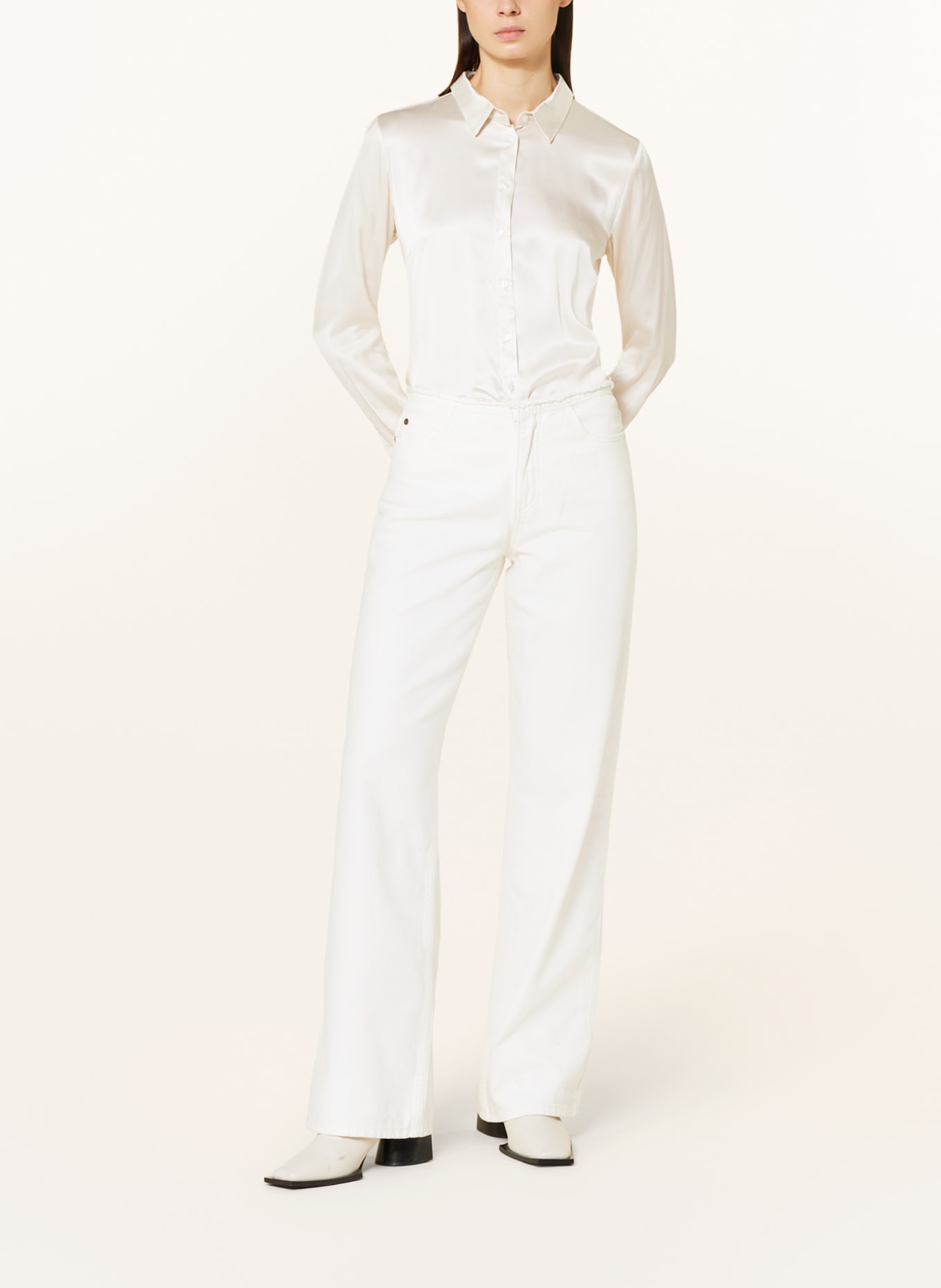 monari Satin shirt blouse, Color: CREAM (Image 2)