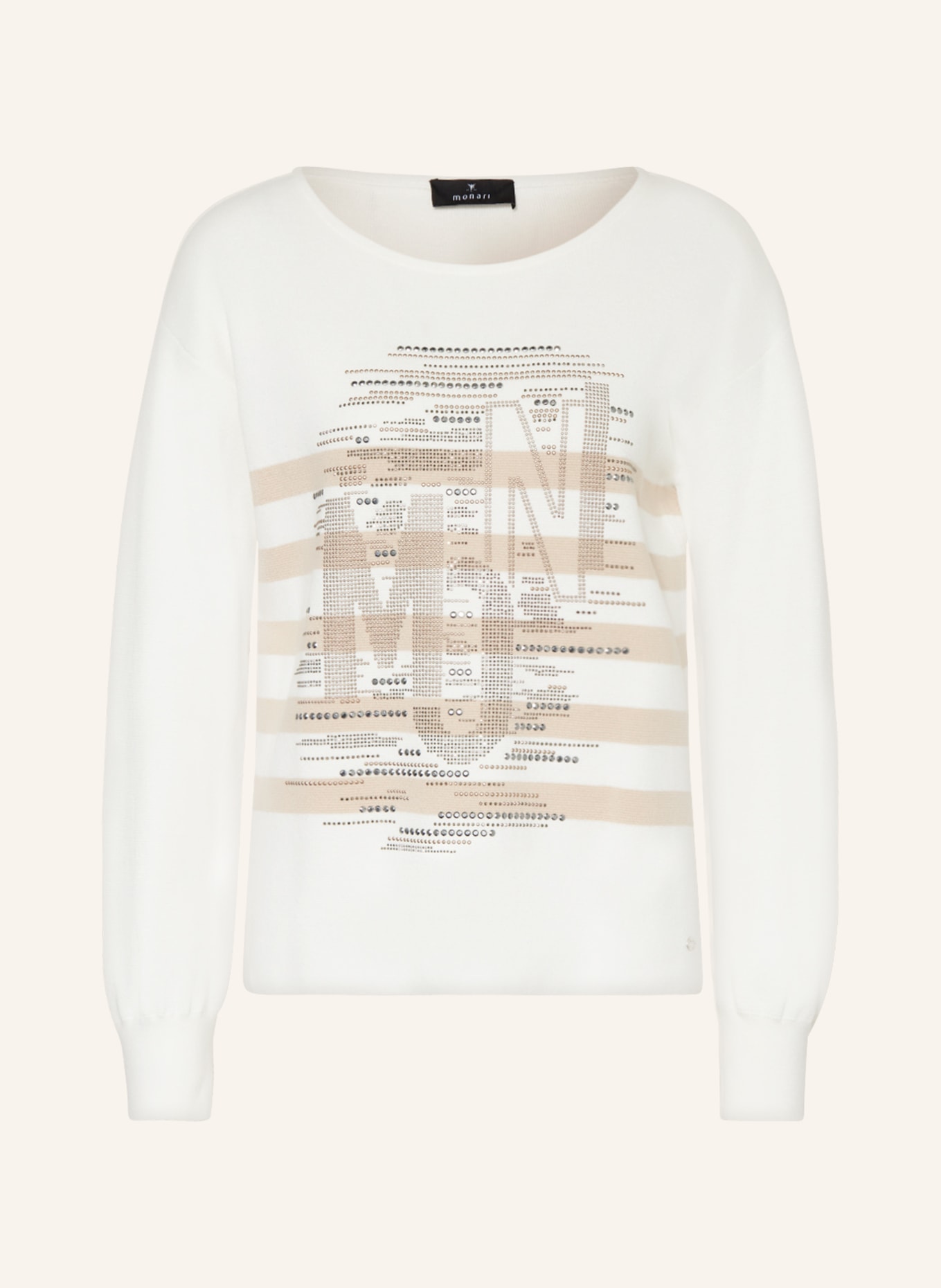monari Sweater with decorative gems, Color: WHITE/ BEIGE (Image 1)