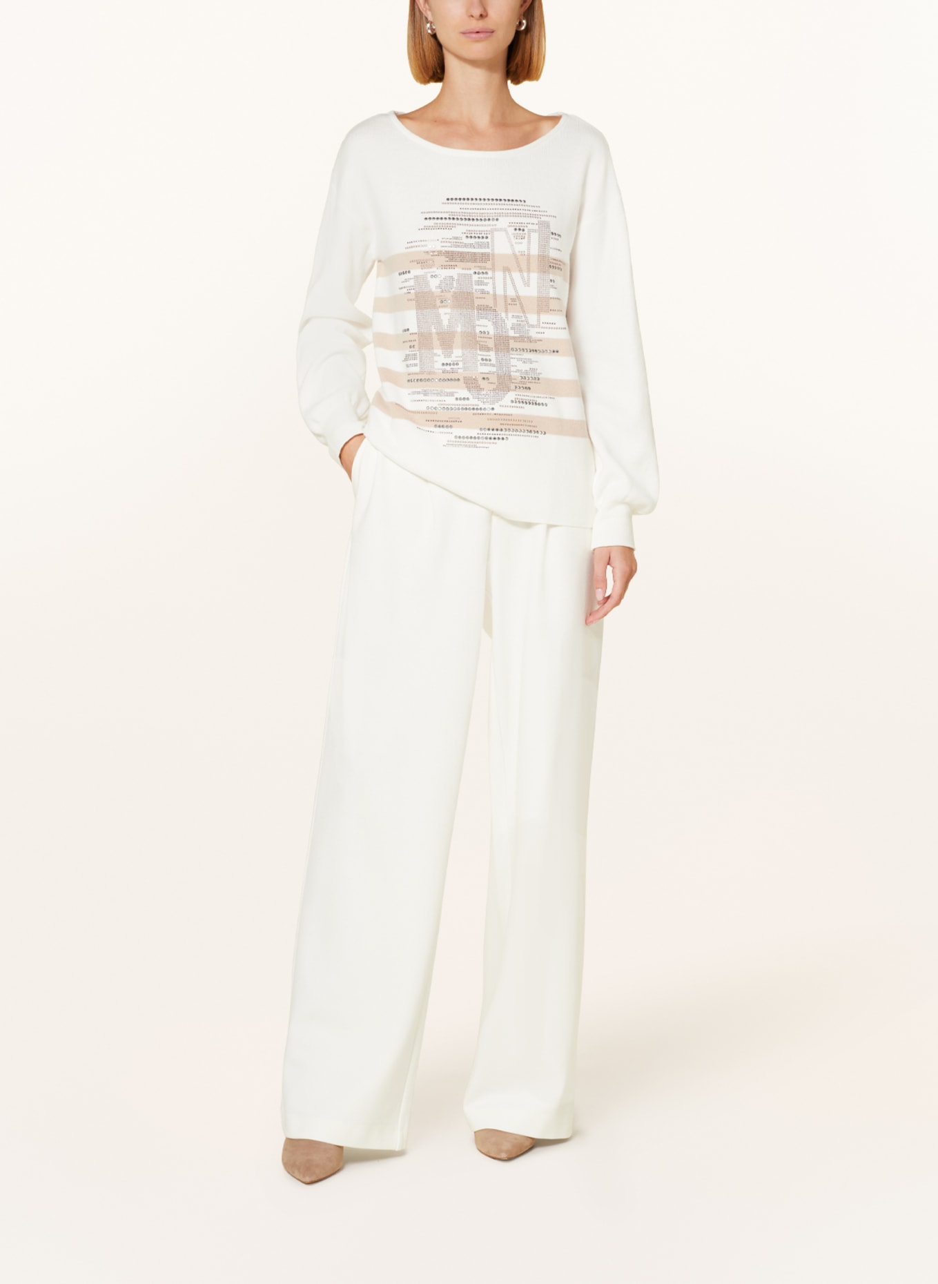 monari Sweater with decorative gems, Color: WHITE/ BEIGE (Image 2)