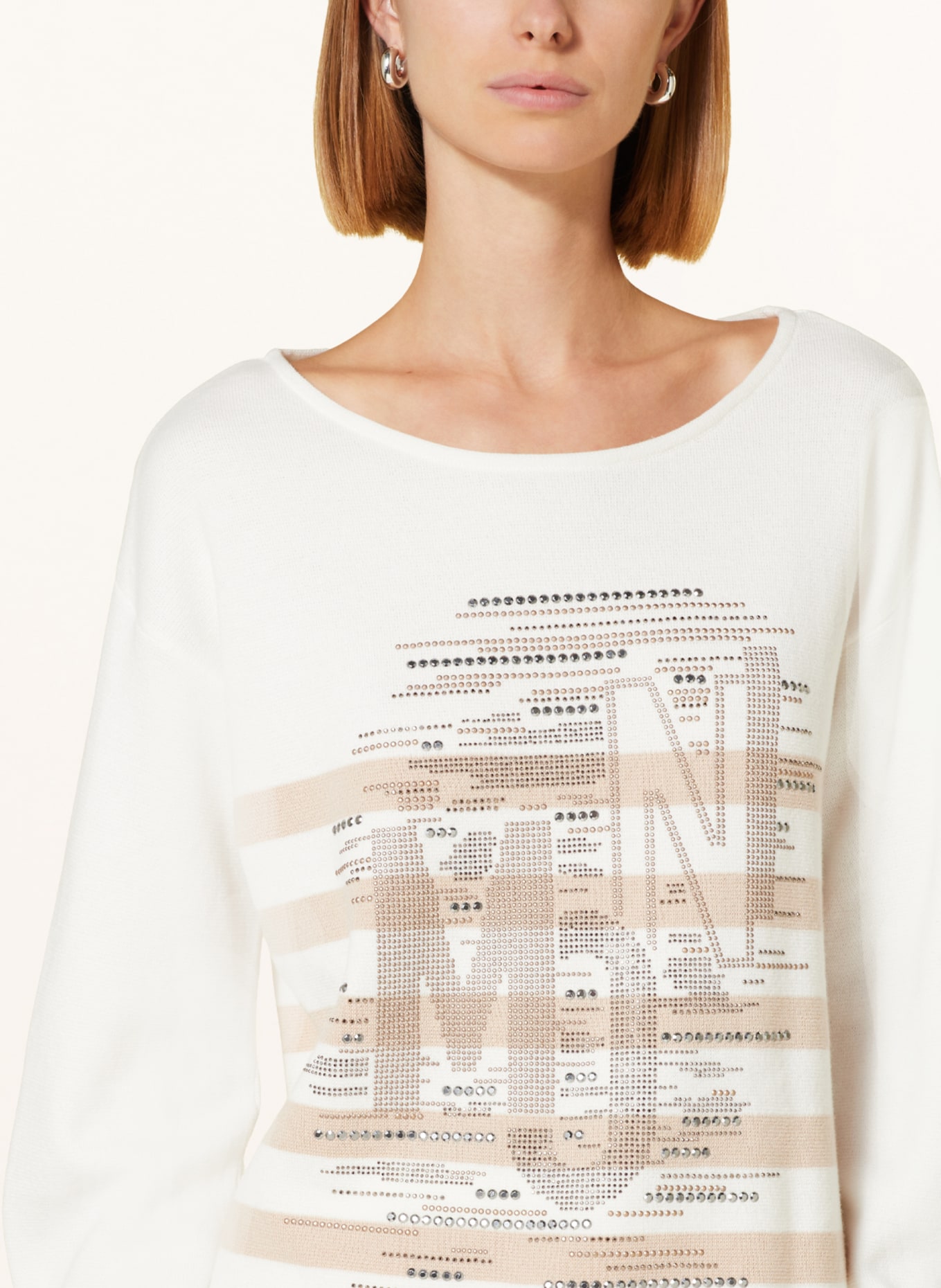 monari Sweater with decorative gems, Color: WHITE/ BEIGE (Image 4)