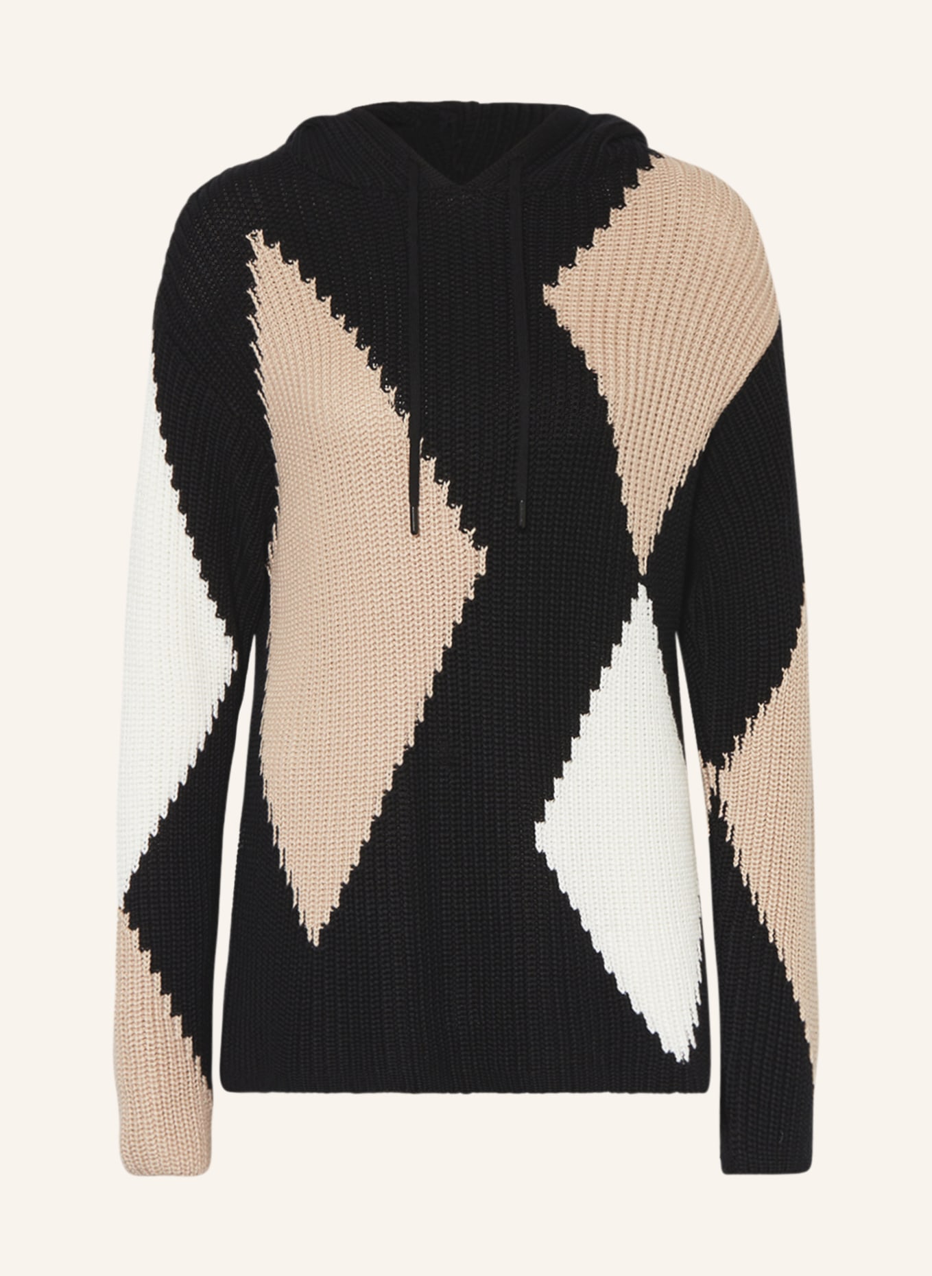 monari Knit hoodie, Color: CREAM/ BLACK (Image 1)