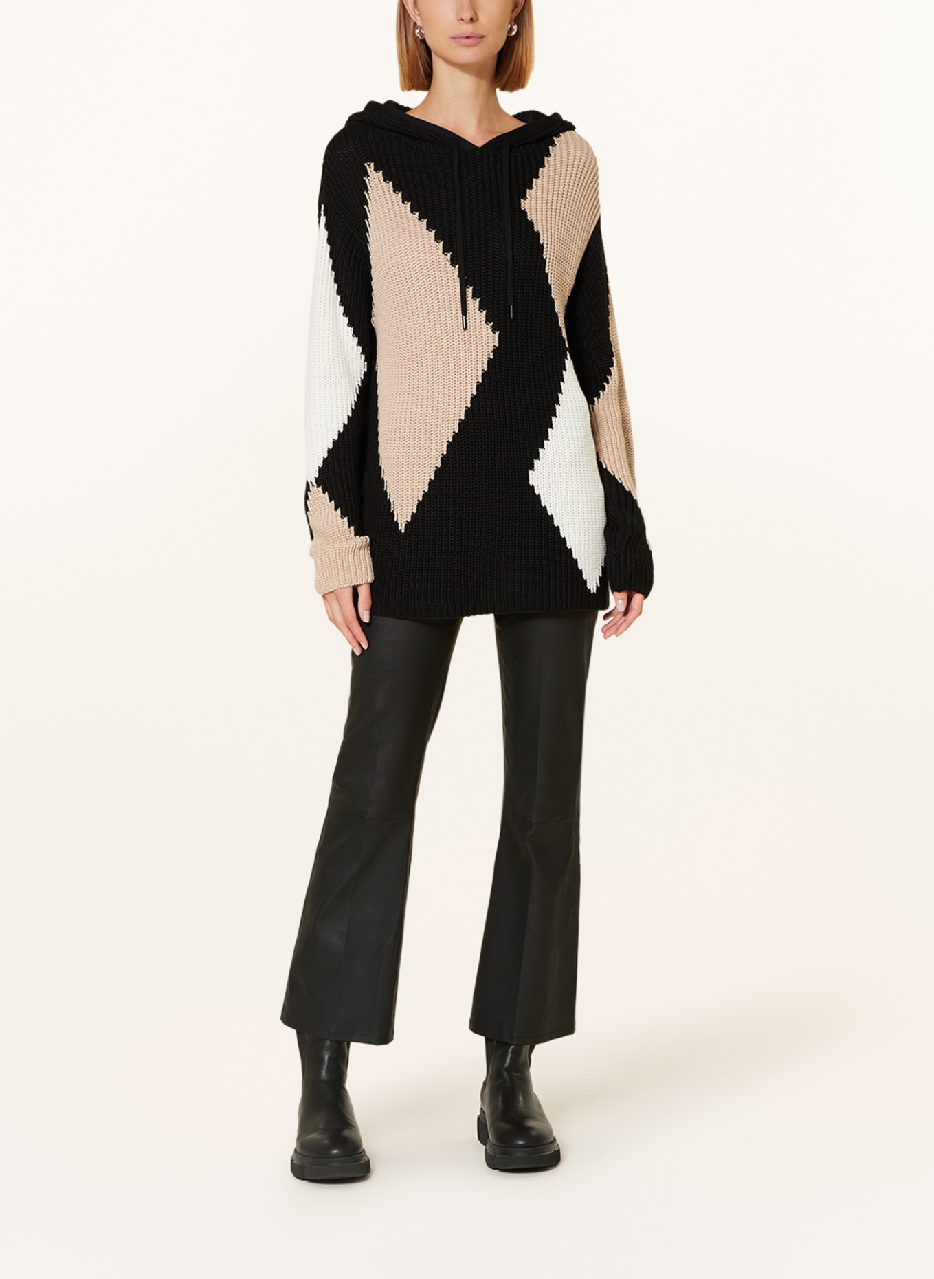 monari Knit hoodie, Color: CREAM/ BLACK (Image 2)
