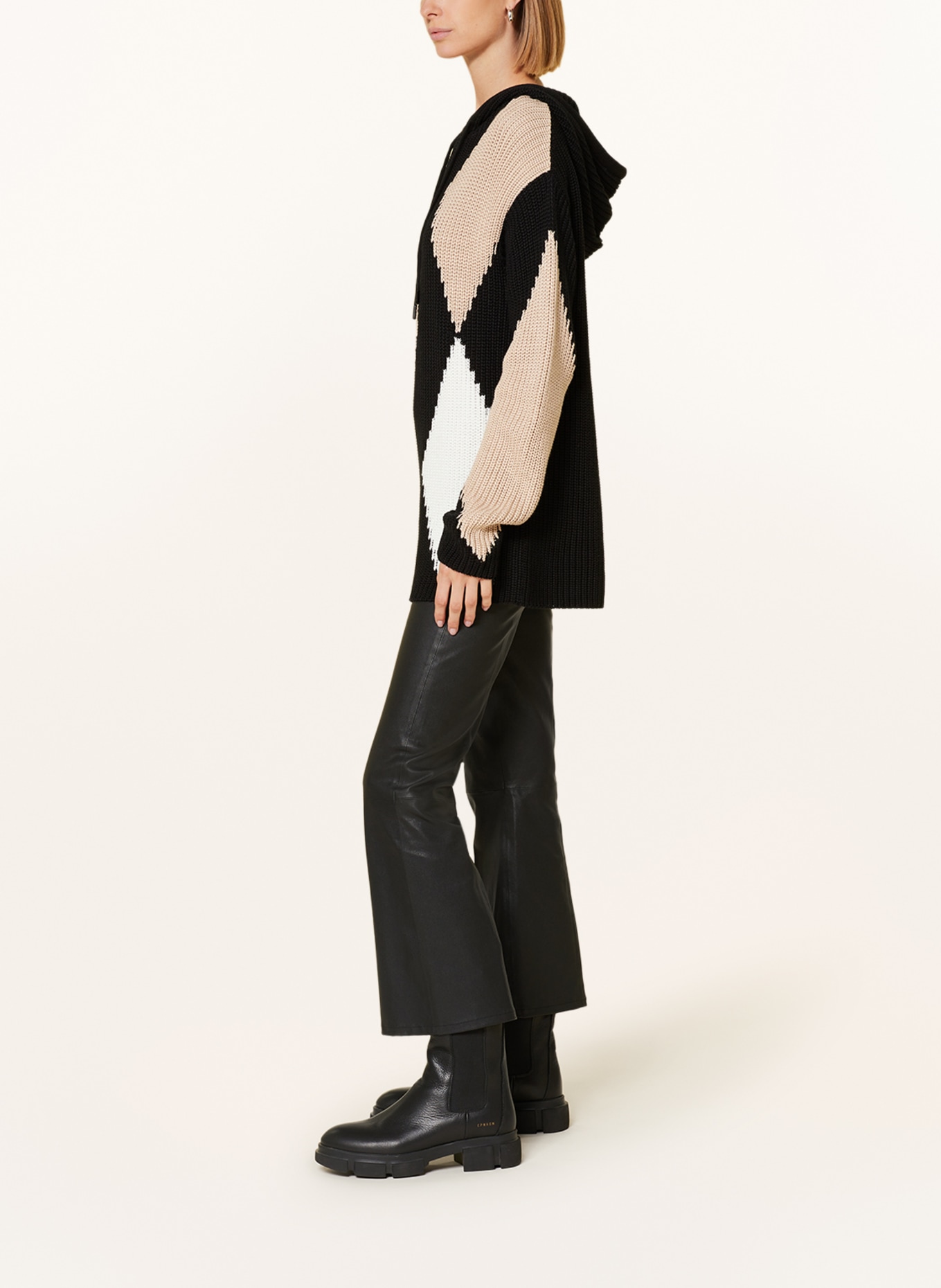 monari Knit hoodie, Color: CREAM/ BLACK (Image 4)