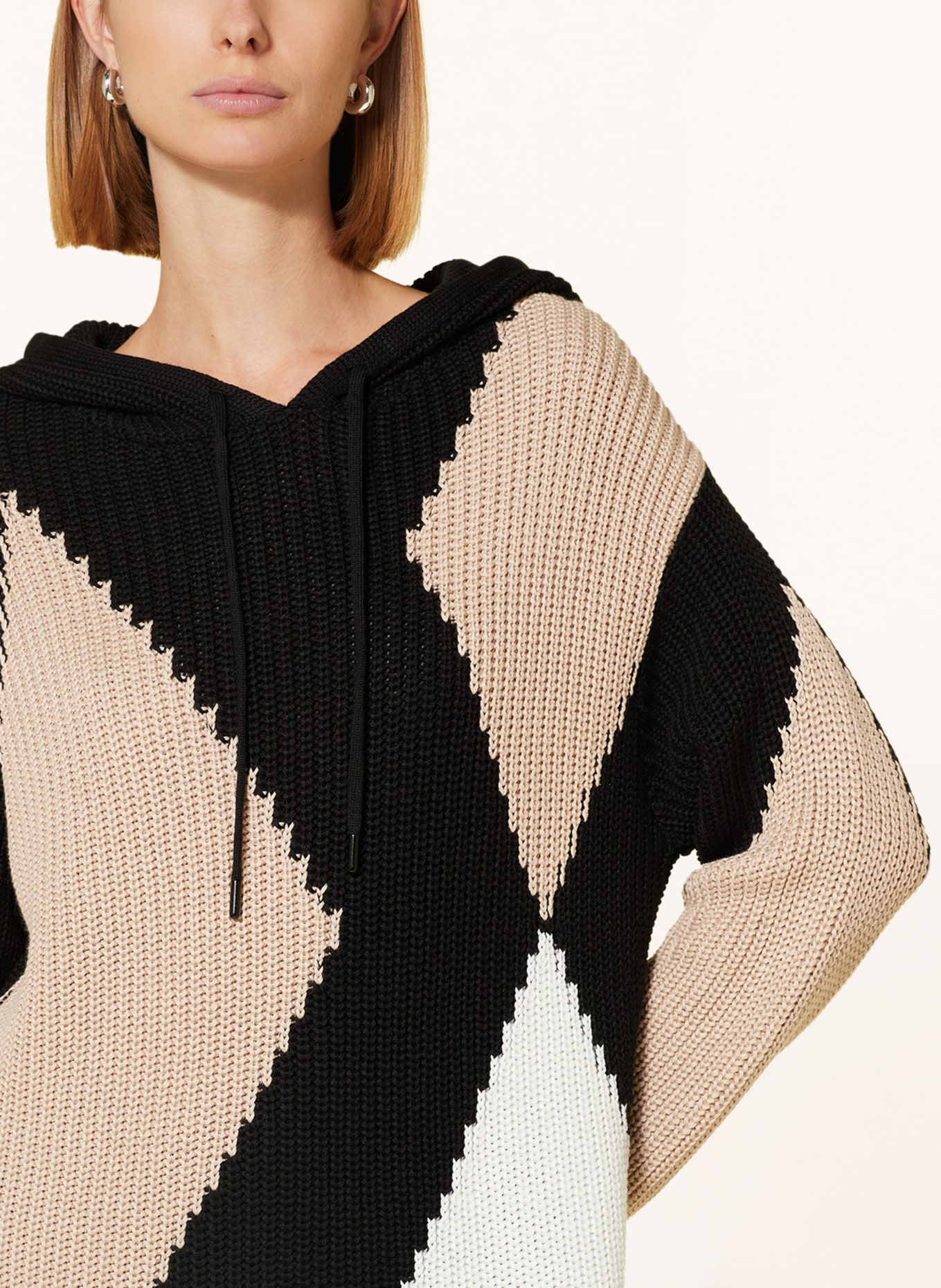 monari Knit hoodie, Color: CREAM/ BLACK (Image 5)