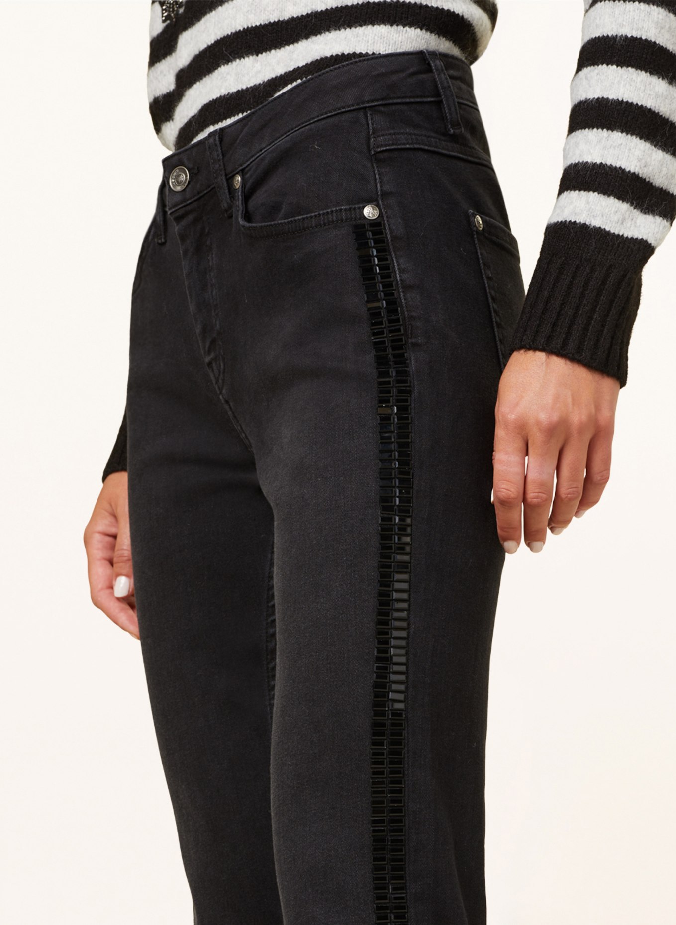monari Skinny Jeans mit Schmucksteinen, Farbe: 999 SCHWARZ (Bild 5)