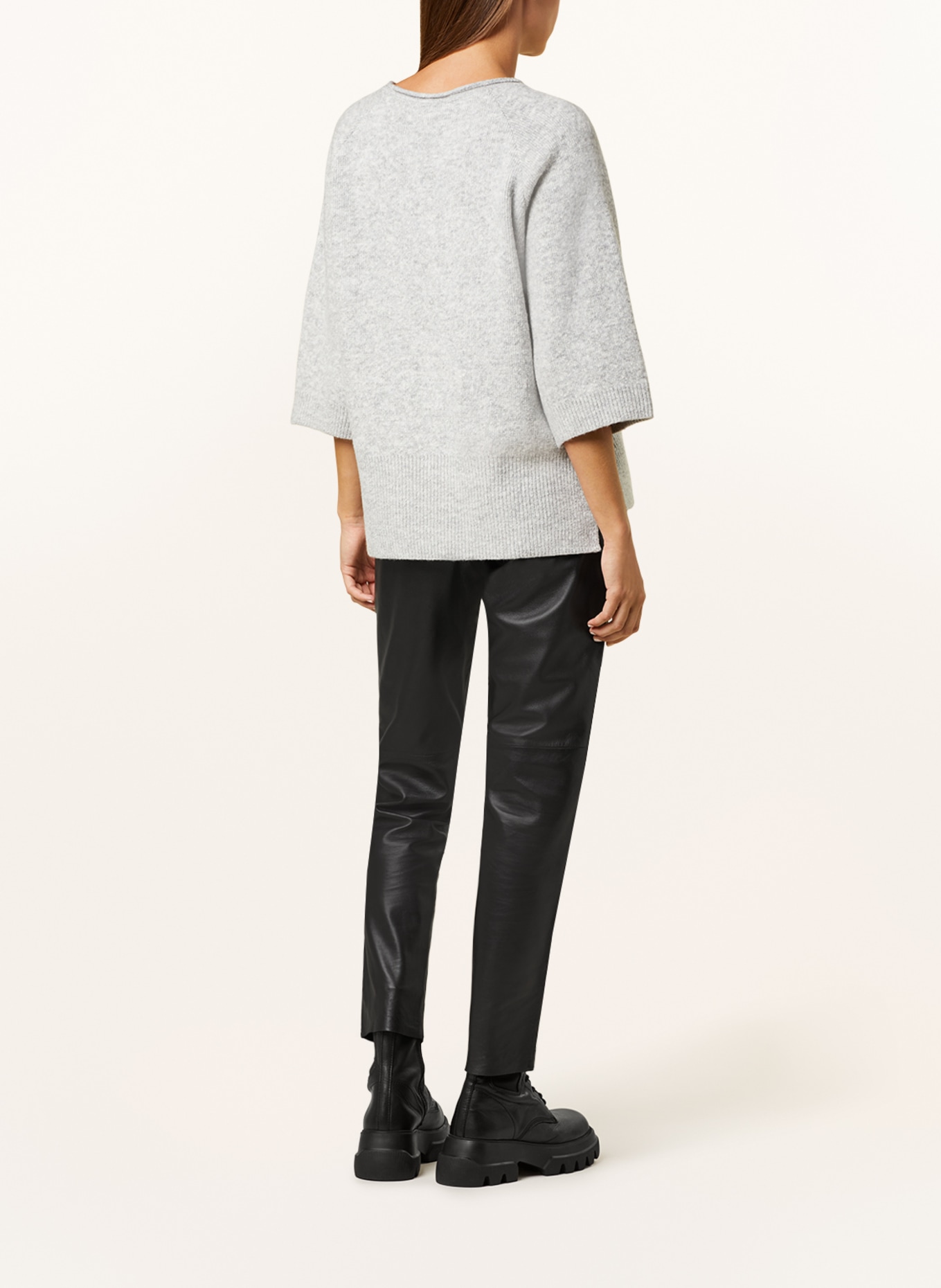 monari Sweater with 3/4 sleeves and decorative gems, Color: GRAY (Image 3)