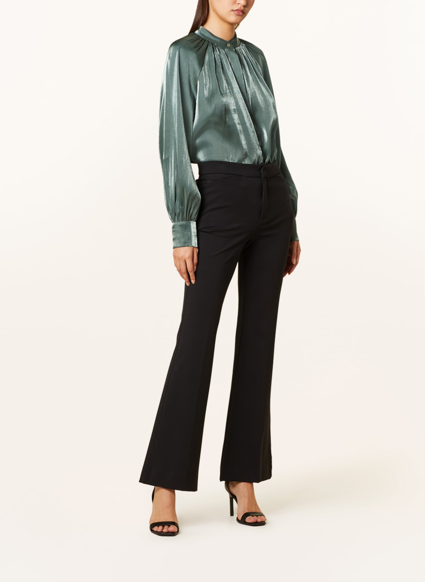 Sophie Satin blouse MARBUT, Color: DARK GREEN (Image 2)