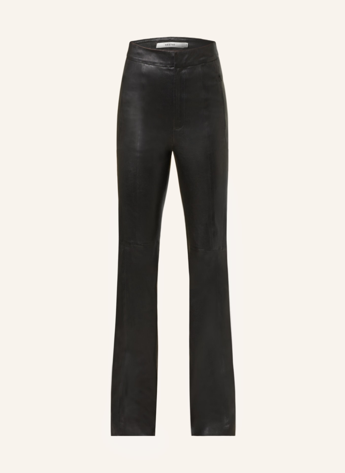 GESTUZ Leather pants IVYGZ, Color: DARK GRAY/ BLACK (Image 1)