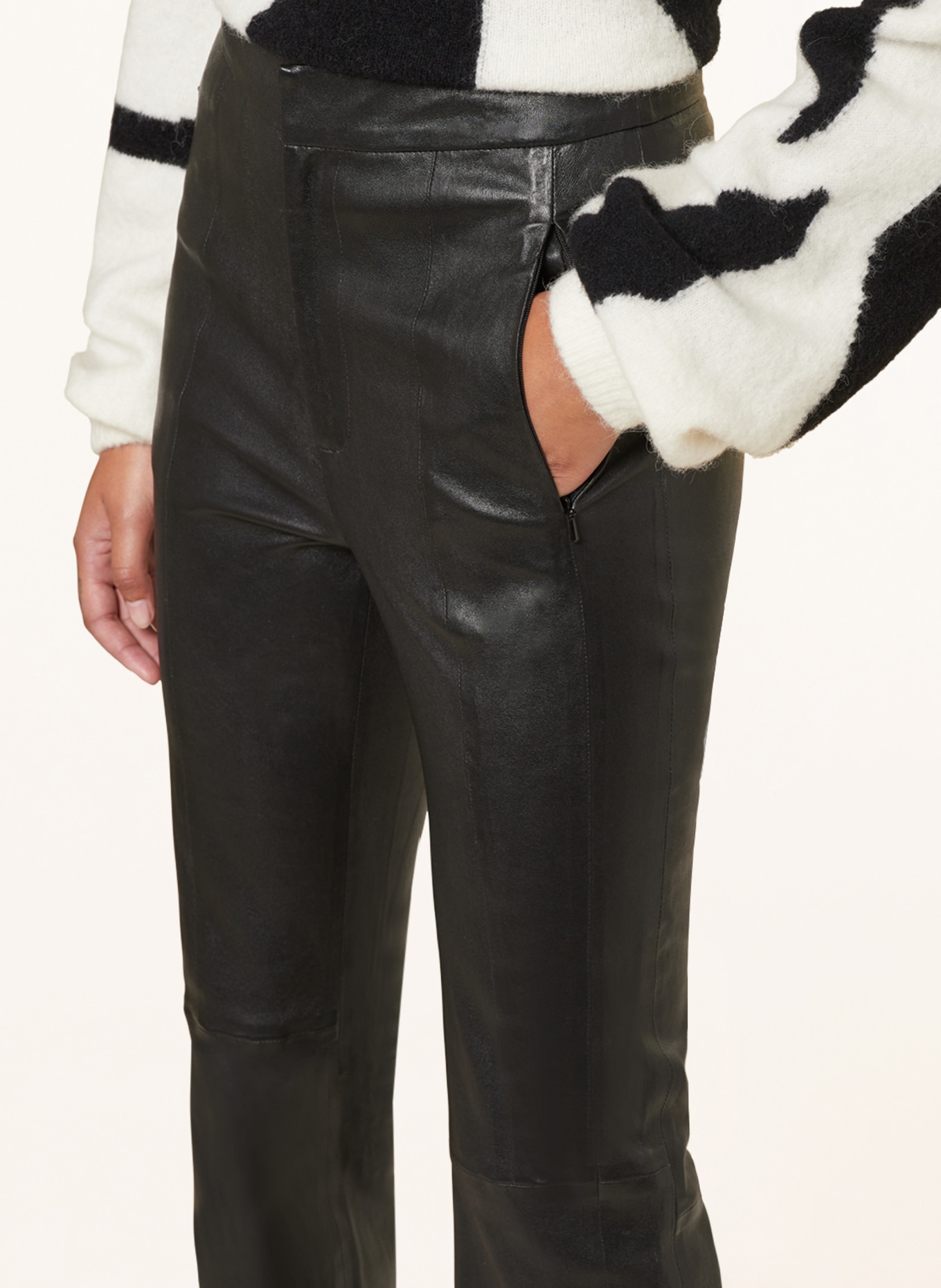GESTUZ Leather pants IVYGZ, Color: DARK GRAY/ BLACK (Image 5)