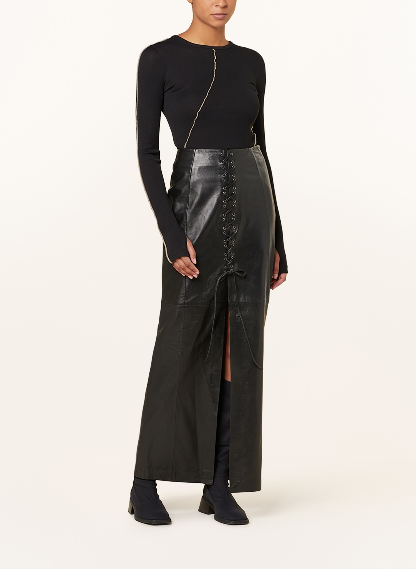 GESTUZ Leather skirt RODANIGZ, Color: BLACK (Image 2)