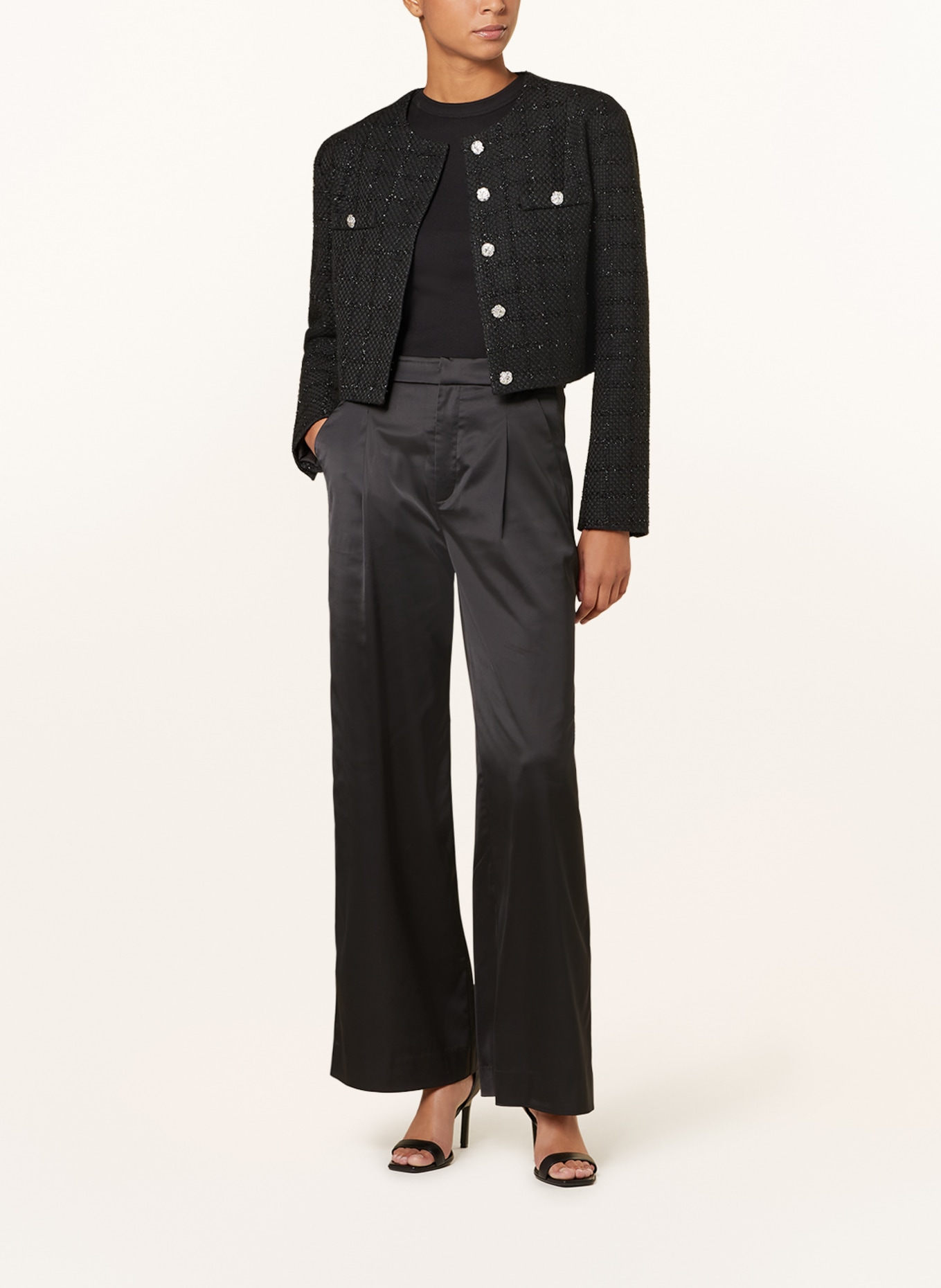 GESTUZ Satin trousers YACMINEGZ, Color: BLACK (Image 2)