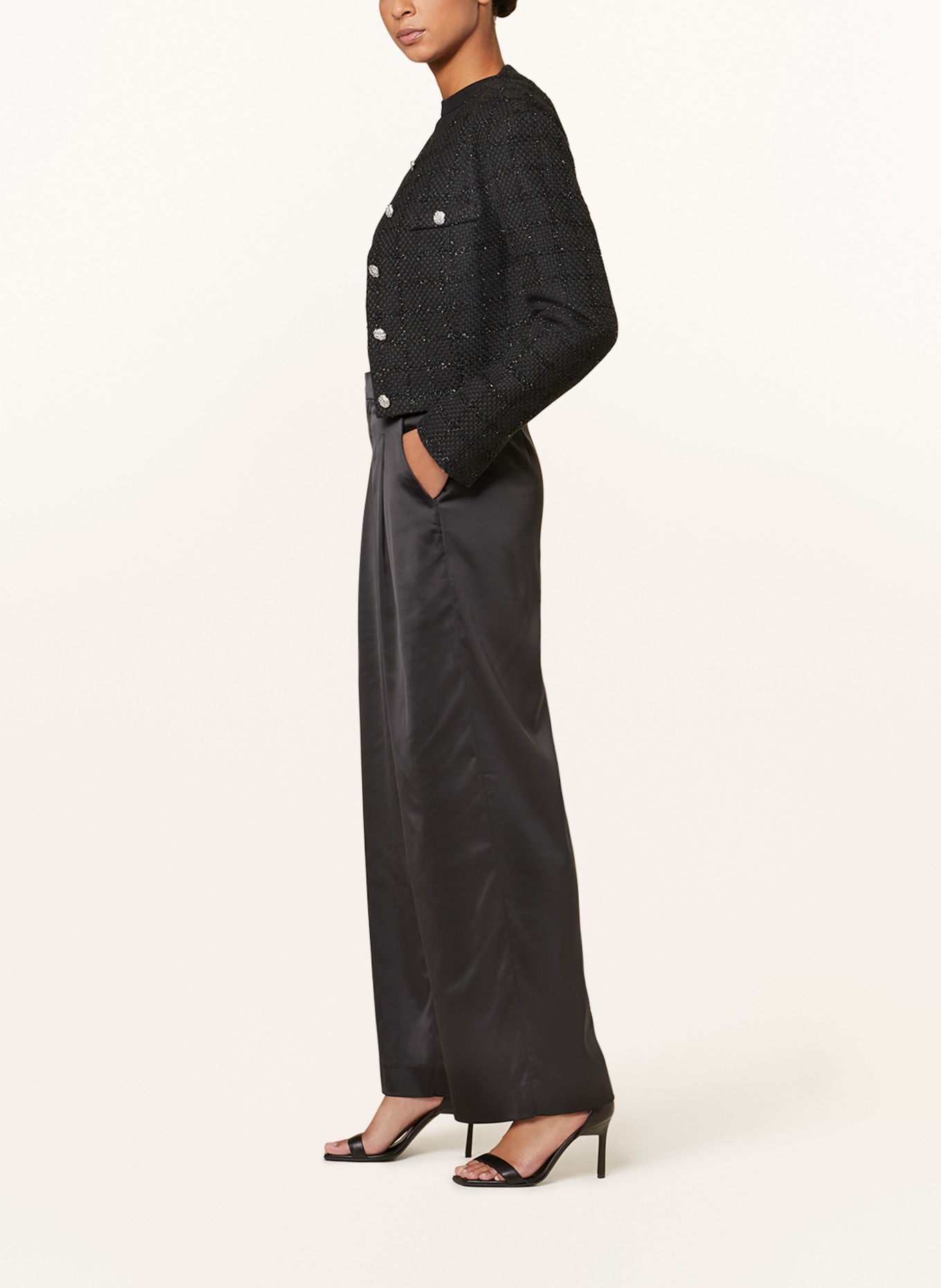 GESTUZ Satin trousers YACMINEGZ, Color: BLACK (Image 4)