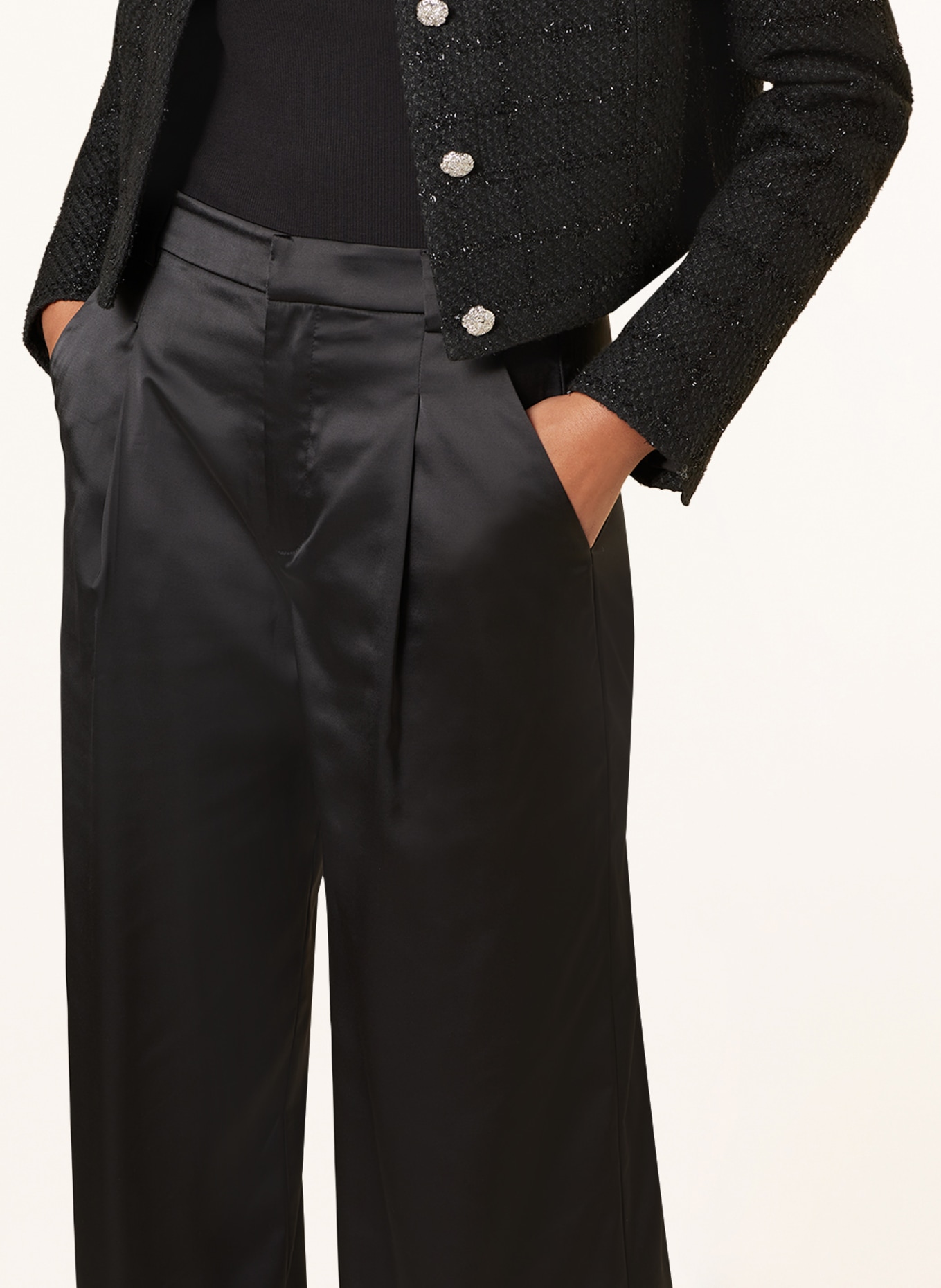 GESTUZ Satin trousers YACMINEGZ, Color: BLACK (Image 5)