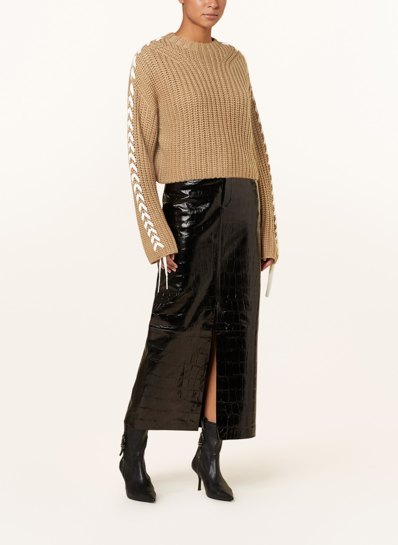 GESTUZ Leather skirt ANAFEEGZ, Color: BLACK (Image 2)