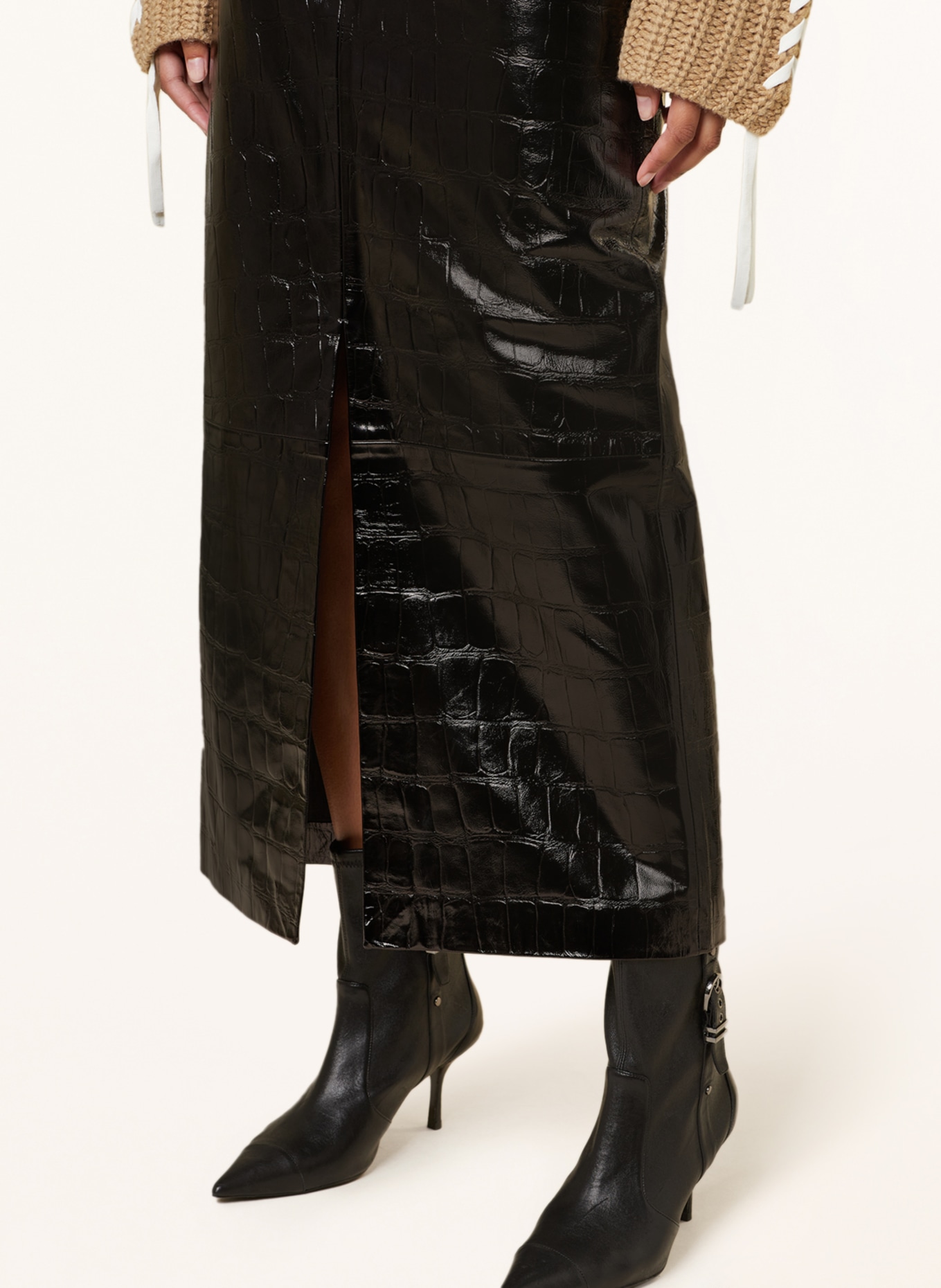GESTUZ Leather skirt ANAFEEGZ, Color: BLACK (Image 4)