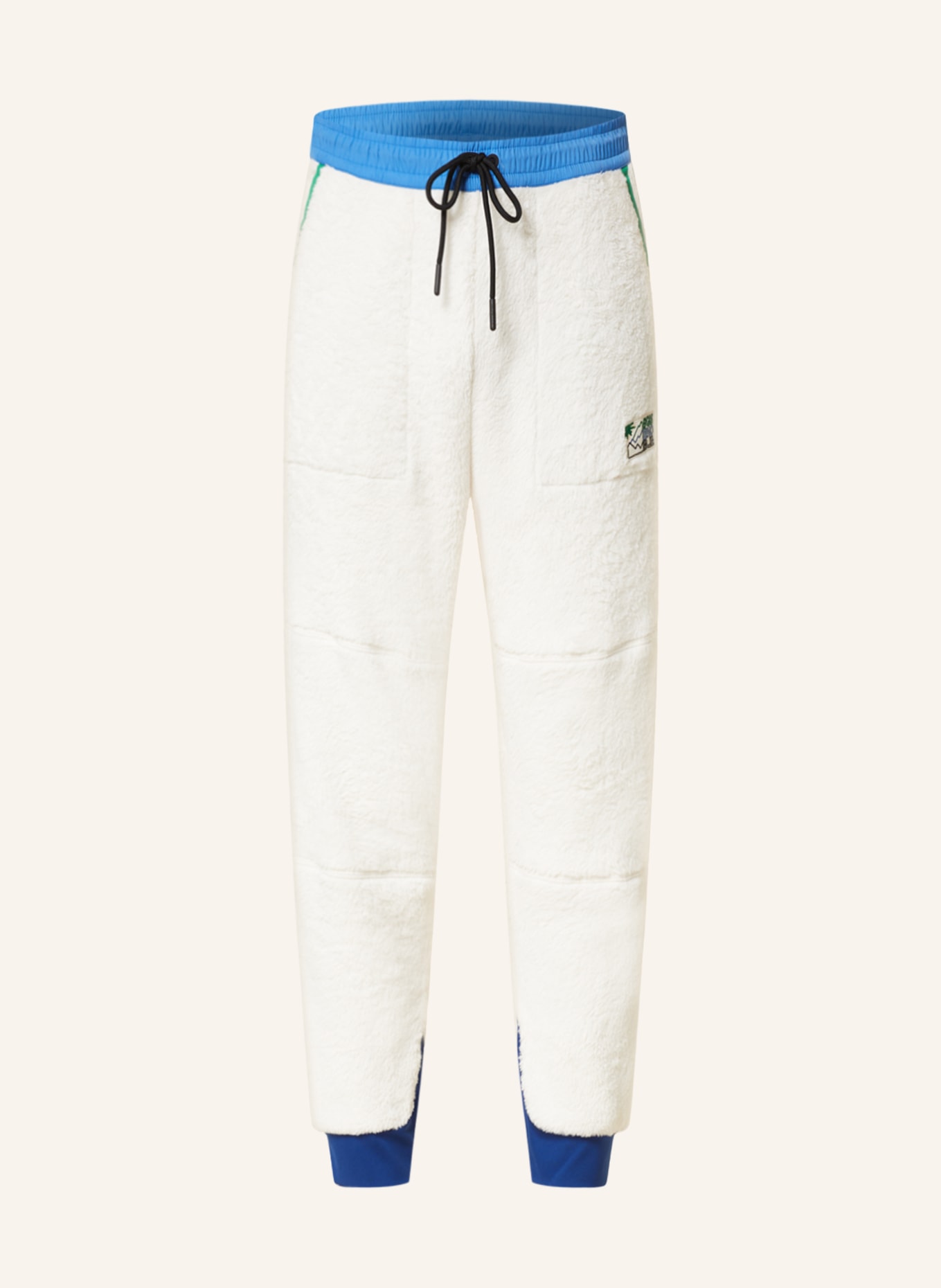 MONCLER GRENOBLE Spodnie z pluszowego materiału, Kolor: ECRU/ NIEBIESKI (Obrazek 1)