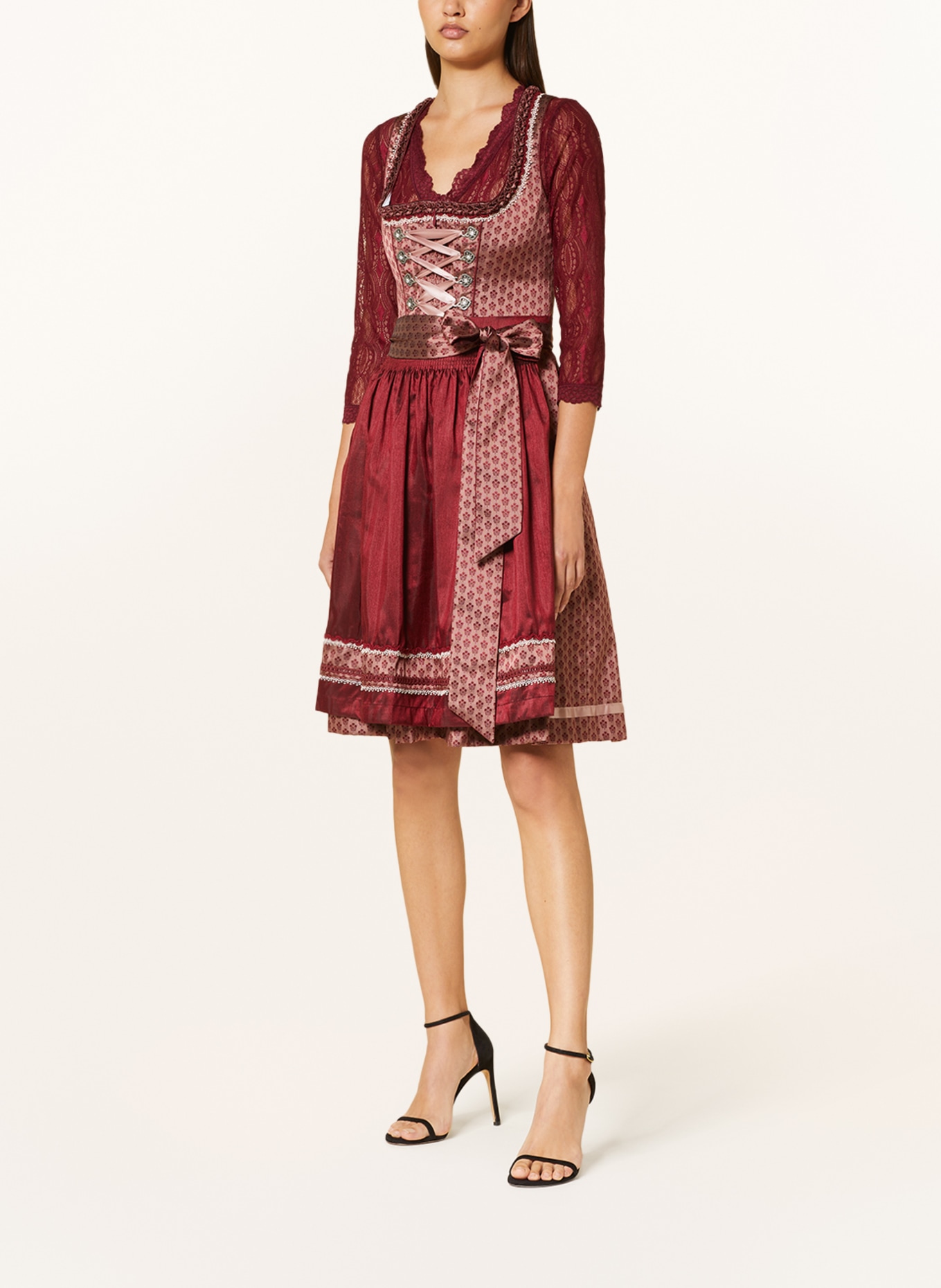 KRÜGER Sukienka bawarska ALICA, Kolor: CIEMNOCZERWONY/ BLADORÓŻOWY (Obrazek 2)