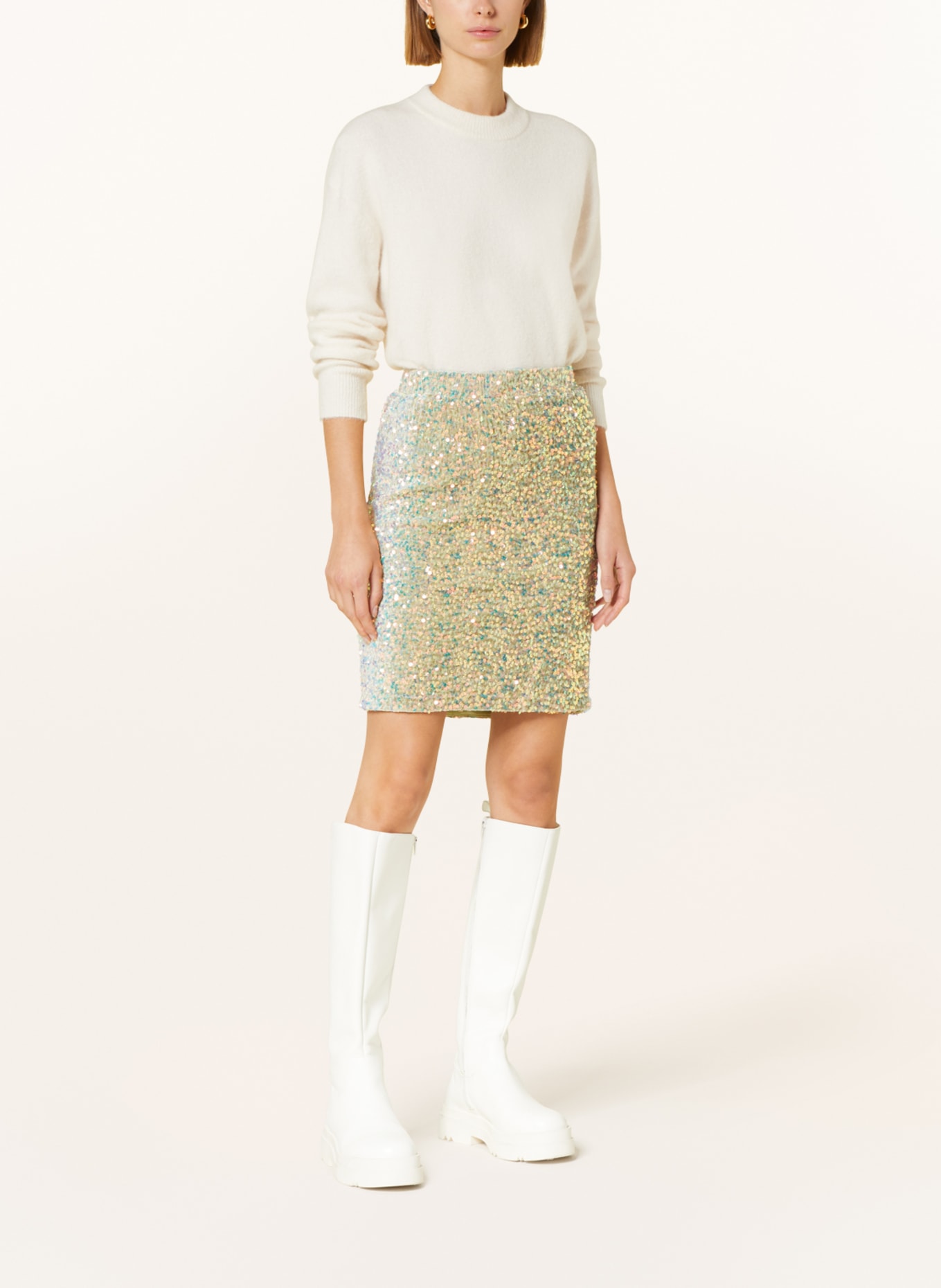 lollys laundry Skirt ANNALL with sequins, Color: LIGHT GREEN (Image 2)