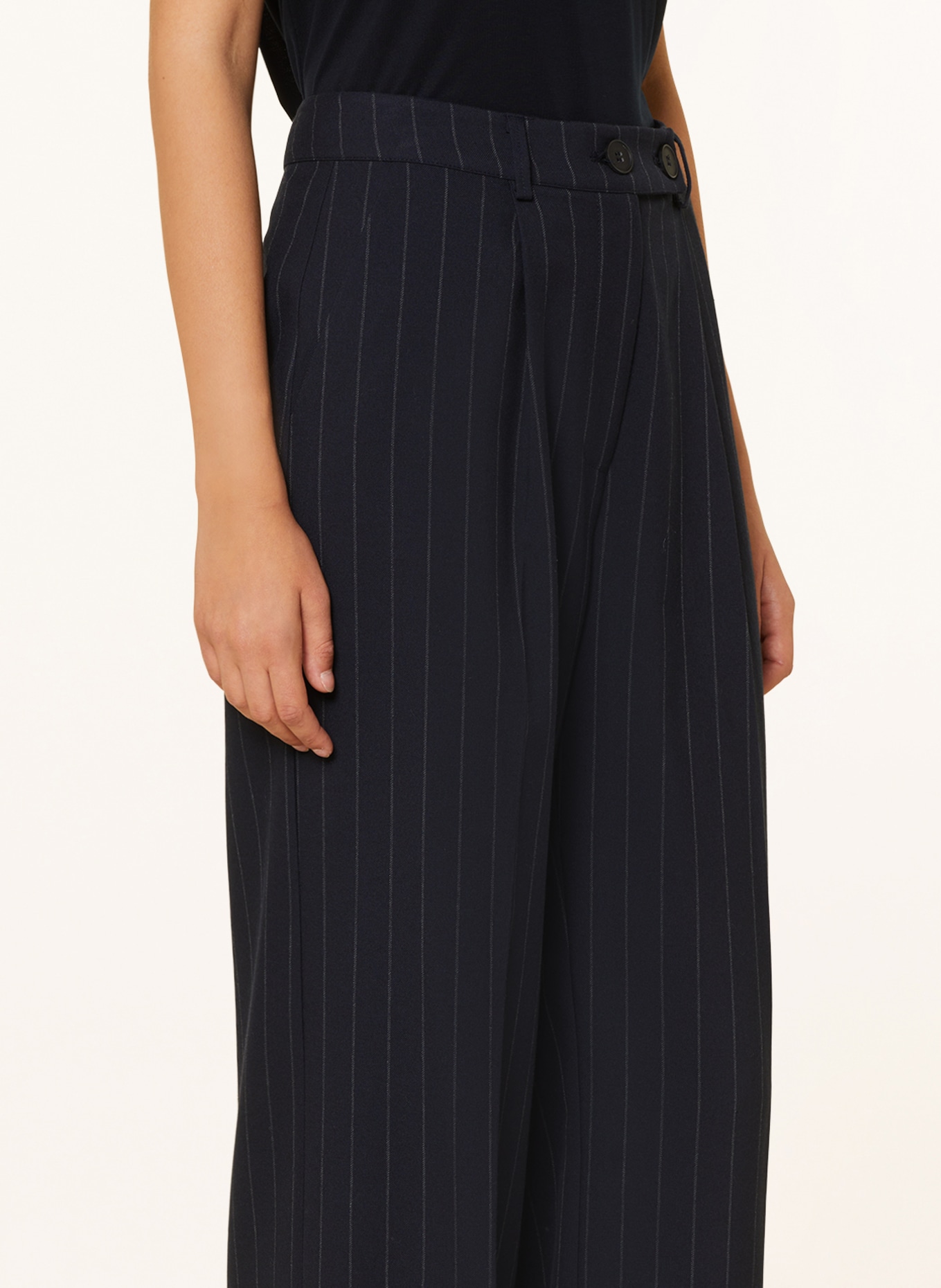 lollys laundry Wide leg trousers TYLER, Color: DARK BLUE/ GRAY (Image 5)