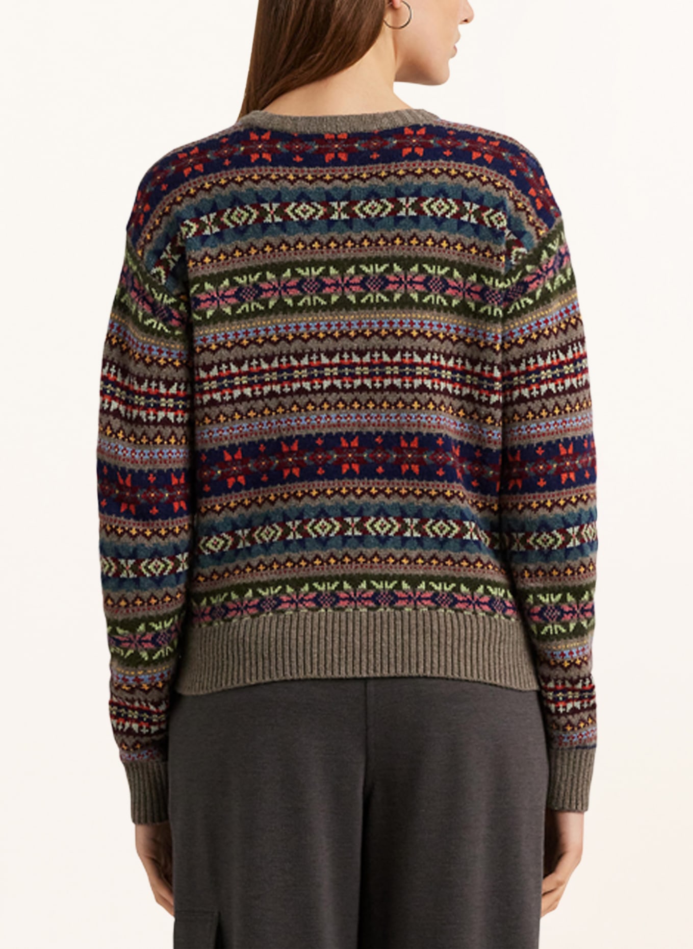 LAUREN RALPH LAUREN Sweater: DARK RED / LIGHT GRAY / PINK