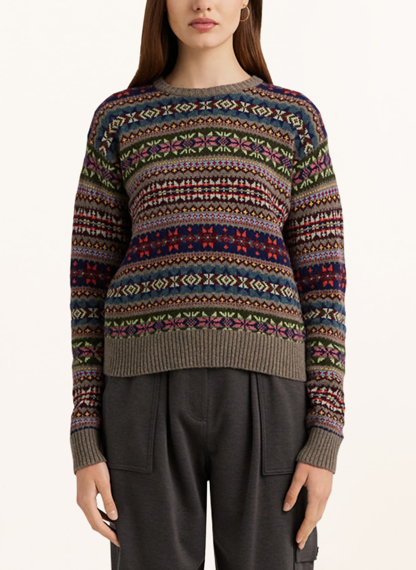 LAUREN RALPH LAUREN Sweater in dark red light gray pink