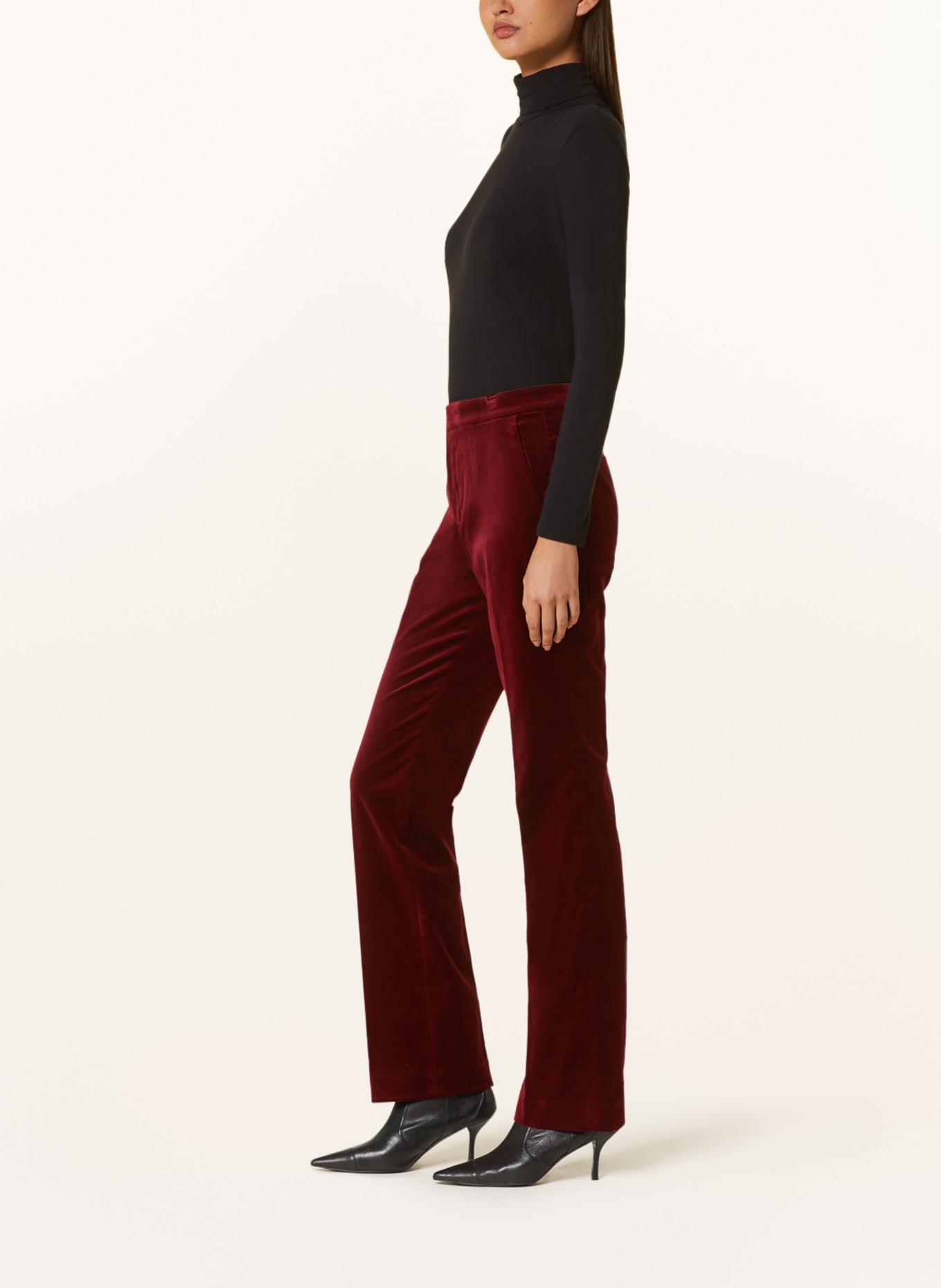 LAUREN RALPH LAUREN Velvet pants, Color: DARK RED (Image 4)